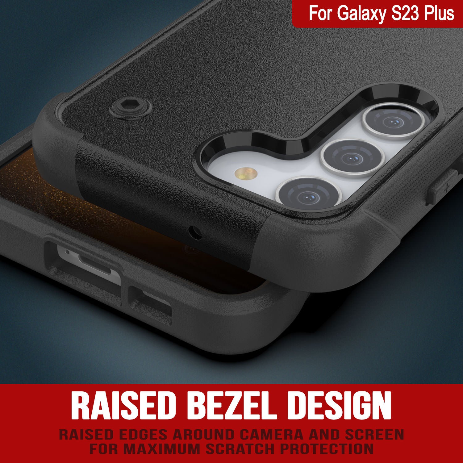 Capa Punkcase Galaxy S23+ Plus [Série Reliance] Capa híbrida protetora de grau militar com suporte embutido [Preto]