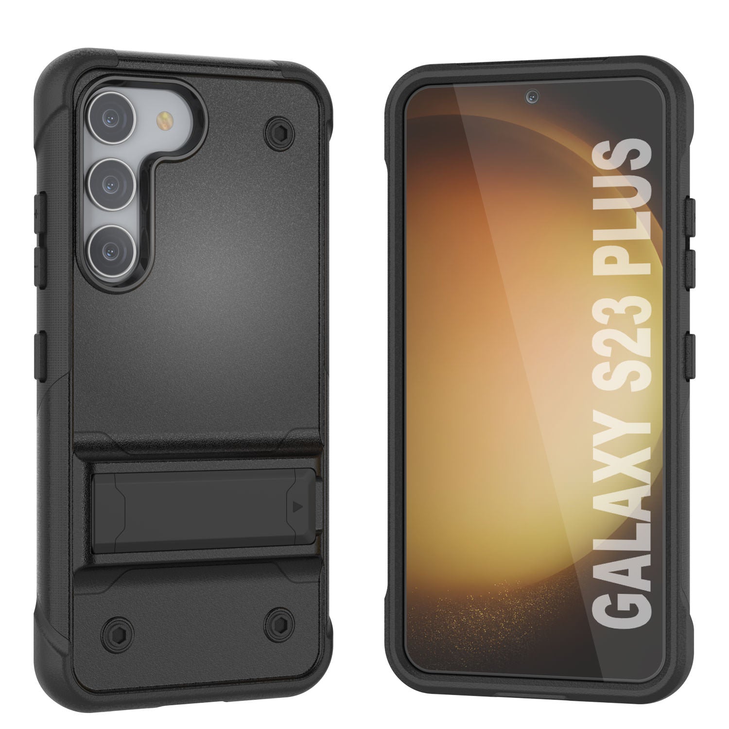 Capa Punkcase Galaxy S23+ Plus [Série Reliance] Capa híbrida protetora de grau militar com suporte embutido [Preto]