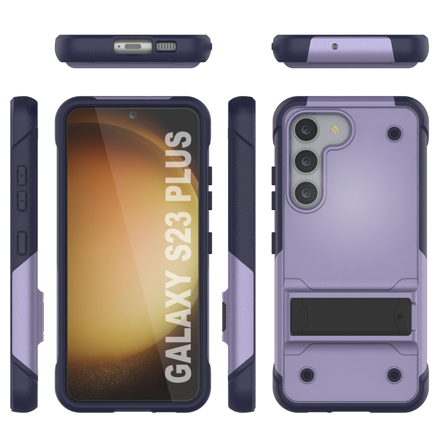 Capa Punkcase Galaxy S23+ Plus [Série Reliance] Capa híbrida protetora de grau militar com suporte embutido [Roxo-Marinho]
