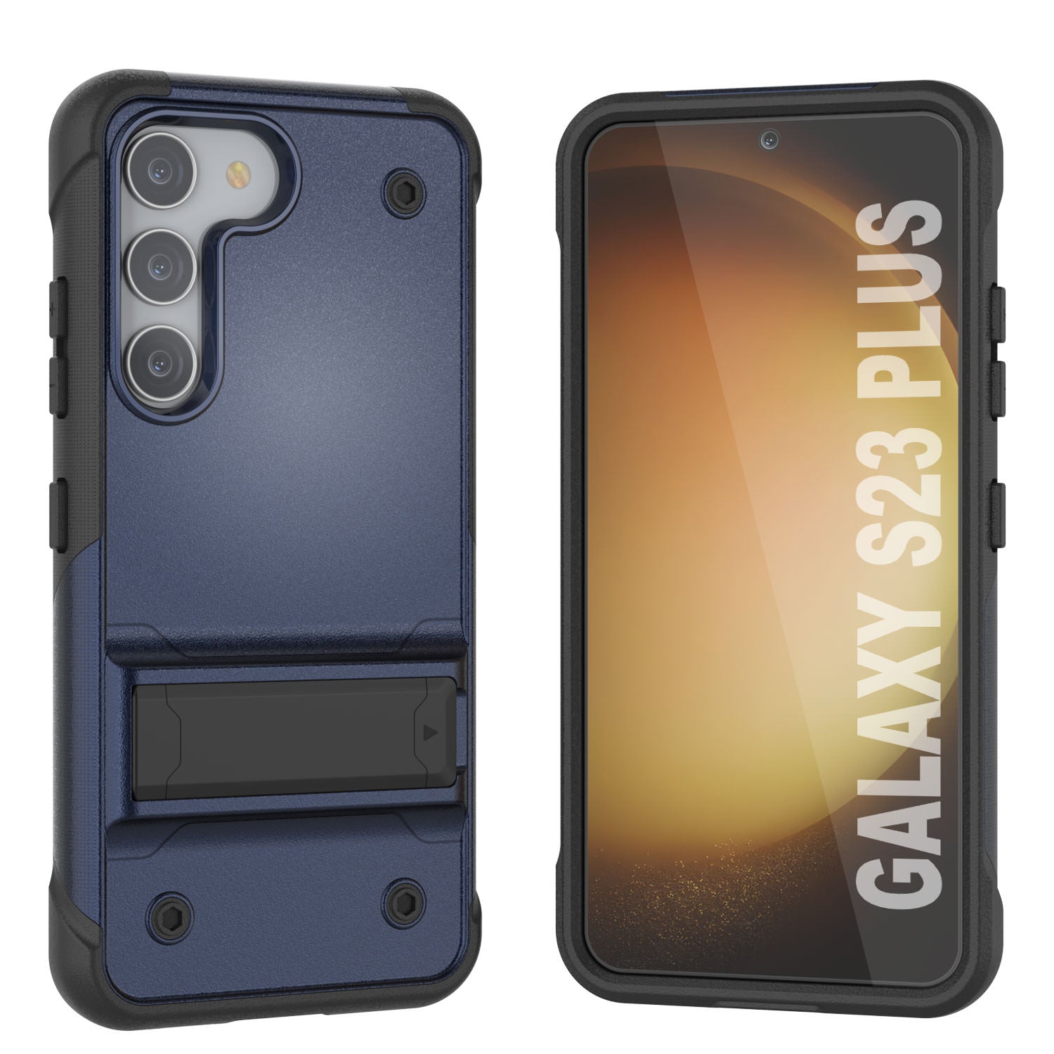 Capa Punkcase Galaxy S23+ Plus [Série Reliance] Capa Híbrida Protetora de Grau Militar com Suporte Embutido [Marinho-Preto]