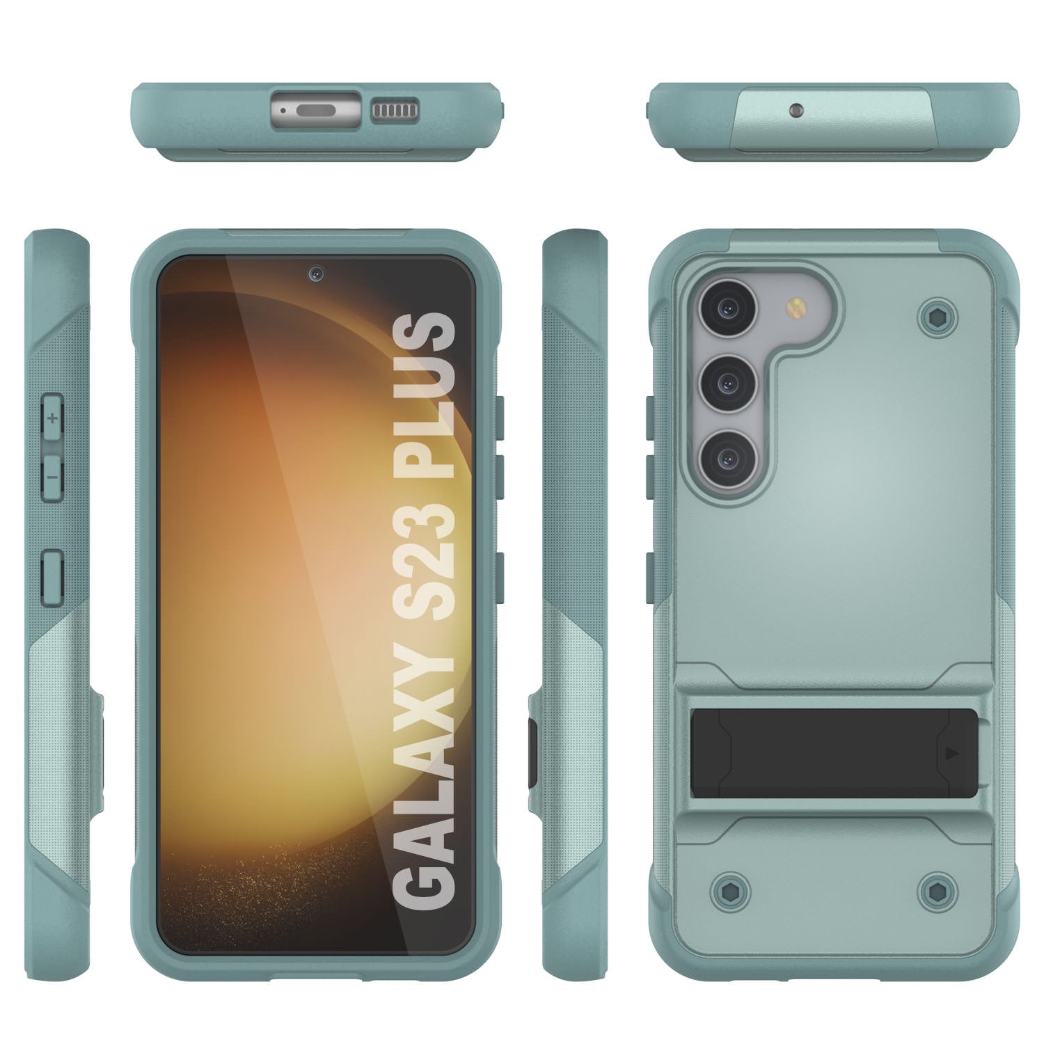 Capa Punkcase Galaxy S23+ Plus [Série Reliance] Capa Protetora Híbrida de Grau Militar com Suporte Integrado [Verde]