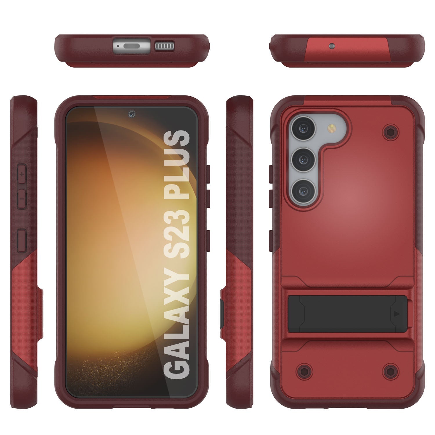 Capa Punkcase Galaxy S23+ Plus [Série Reliance] Capa Híbrida Protetora de Grau Militar com Suporte Embutido [Vermelho-Rosa]