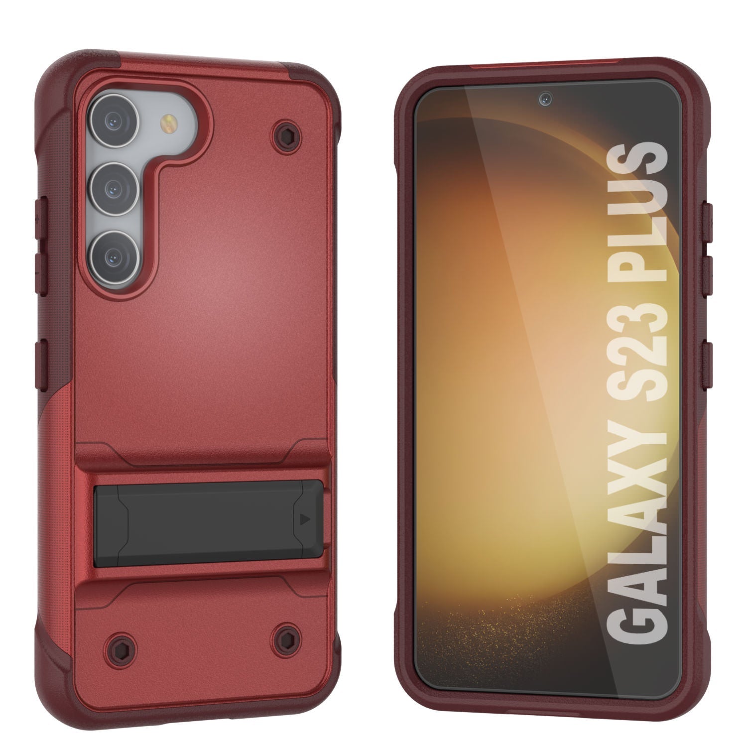 Capa Punkcase Galaxy S23+ Plus [Série Reliance] Capa Híbrida Protetora de Grau Militar com Suporte Embutido [Vermelho-Rosa]