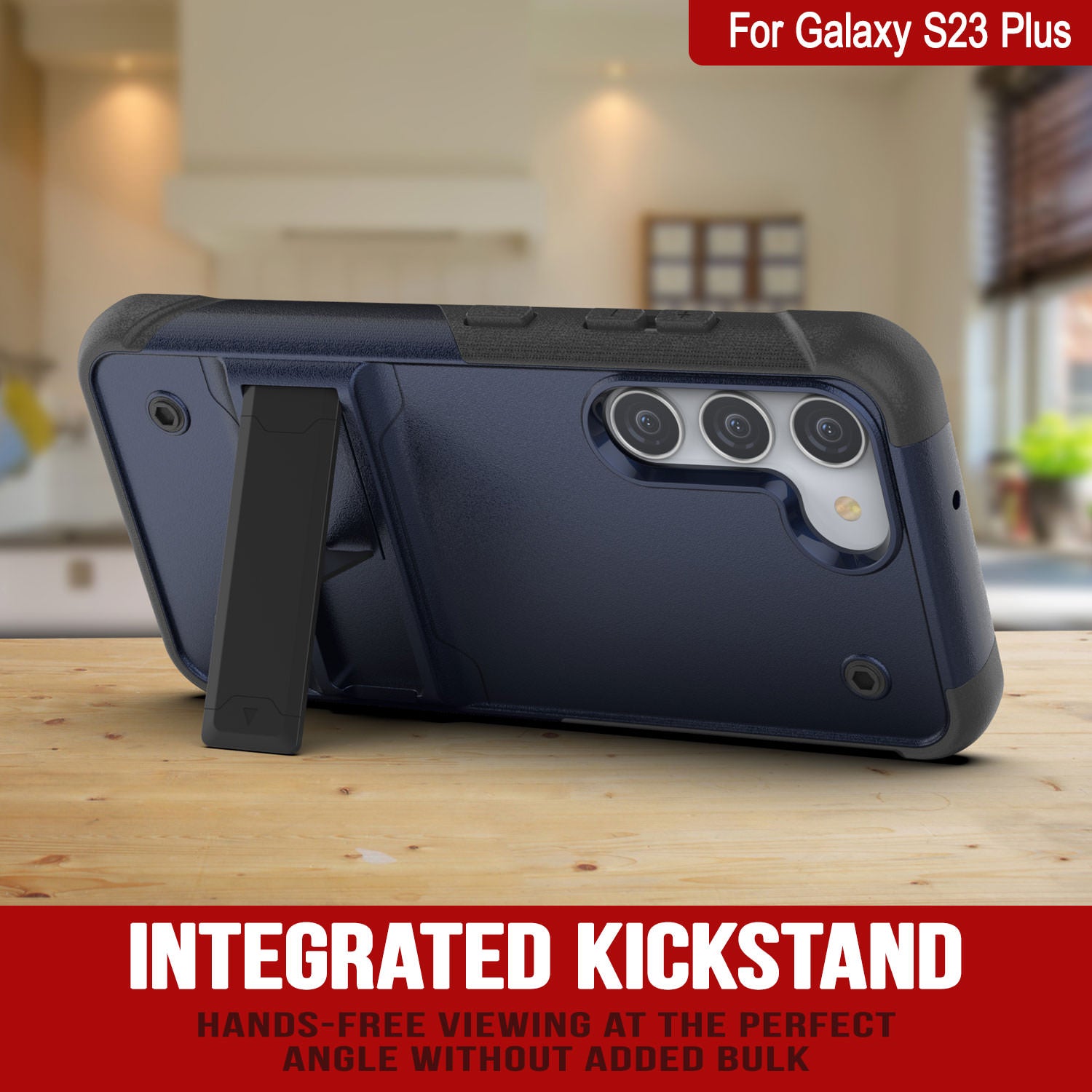 Capa Punkcase Galaxy S23+ Plus [Série Reliance] Capa Híbrida Protetora de Grau Militar com Suporte Embutido [Marinho-Preto]