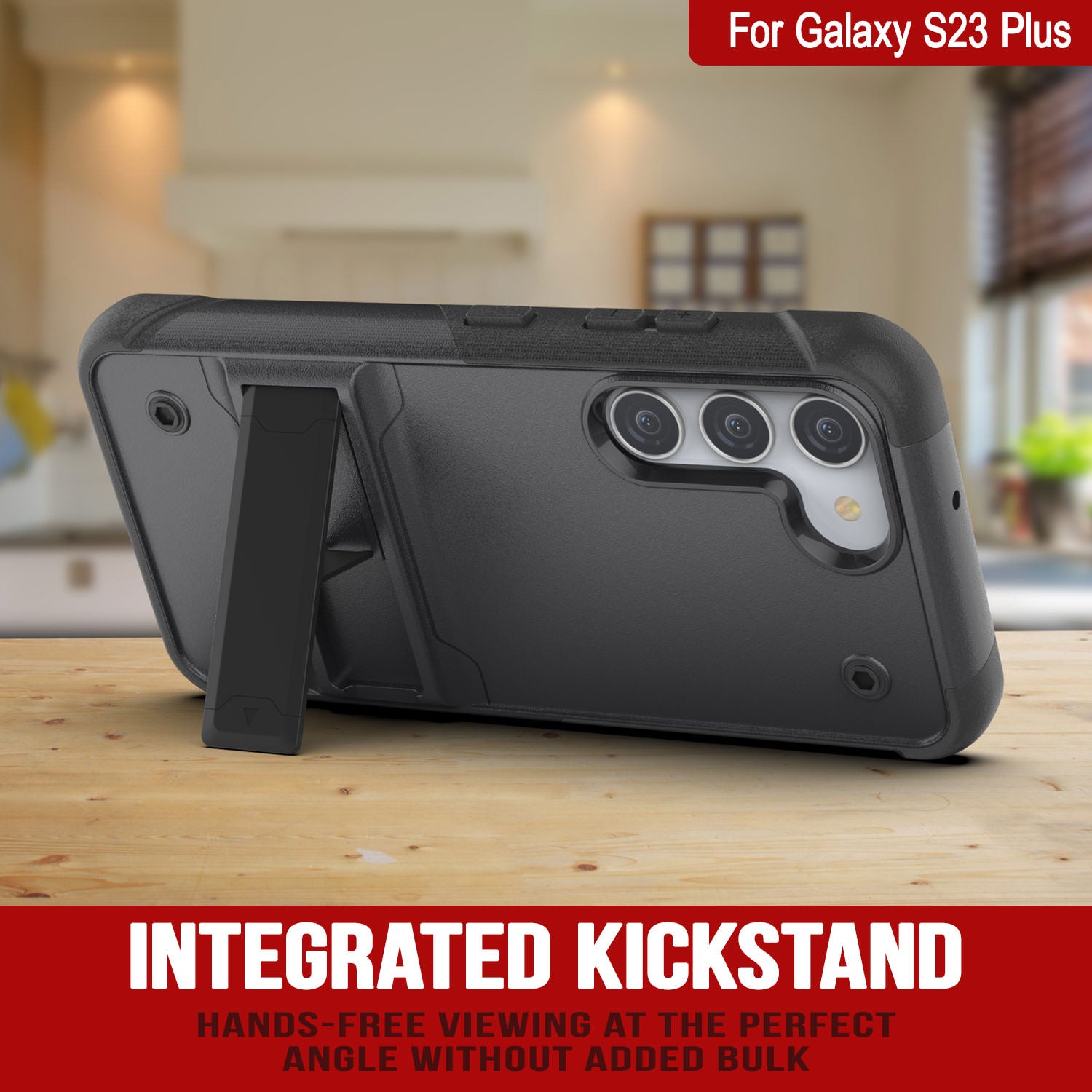 Capa Punkcase Galaxy S23+ Plus [Série Reliance] Capa Híbrida Protetora de Grau Militar com Suporte Incorporado [cinza-preto]