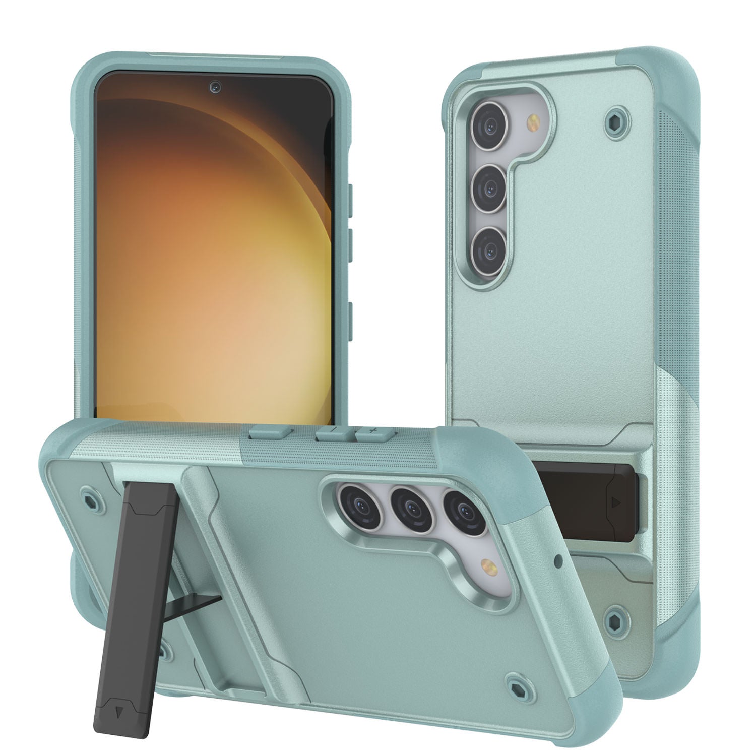 Capa Punkcase Galaxy S23+ Plus [Série Reliance] Capa Protetora Híbrida de Grau Militar com Suporte Integrado [Verde]