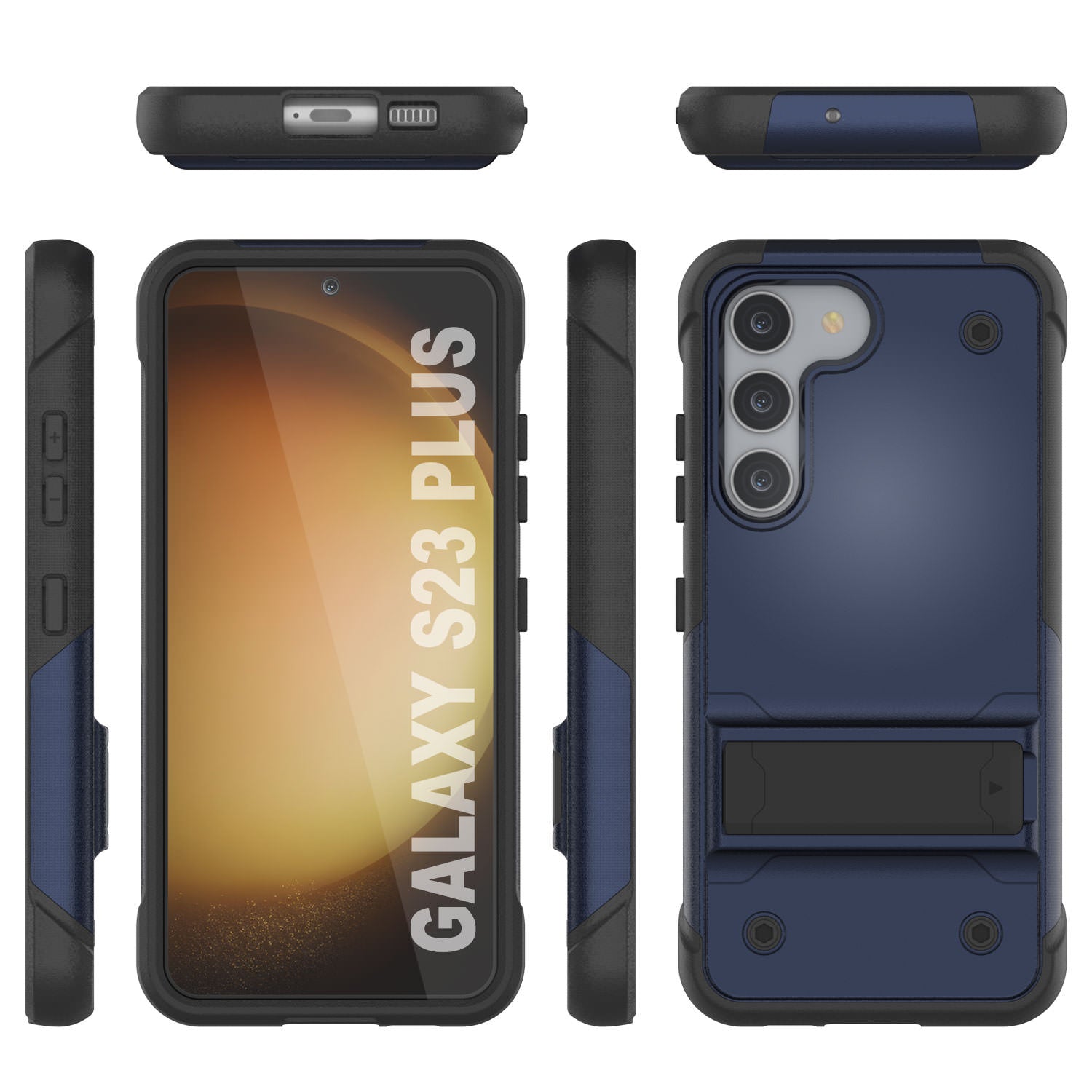 Capa Punkcase Galaxy S23+ Plus [Série Reliance] Capa Híbrida Protetora de Grau Militar com Suporte Embutido [Marinho-Preto]