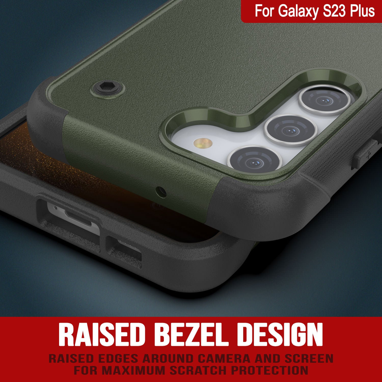 Punkcase Capa para Galaxy S23+ Plus [Série Reliance] Capa Híbrida Protetora de Grau Militar com Suporte Integrado [Verde Exército e Preto]