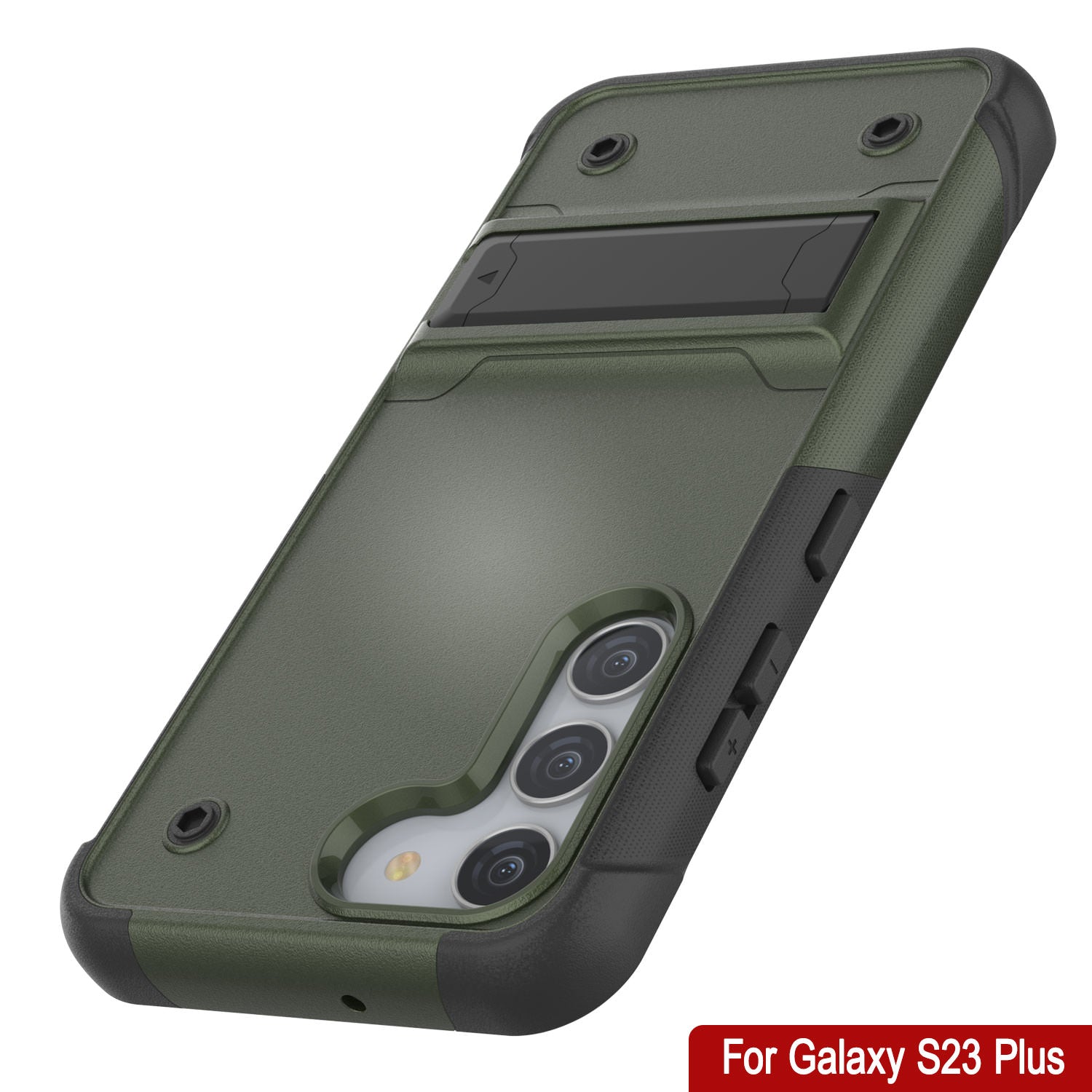 Punkcase Capa para Galaxy S23+ Plus [Série Reliance] Capa Híbrida Protetora de Grau Militar com Suporte Integrado [Verde Exército e Preto]