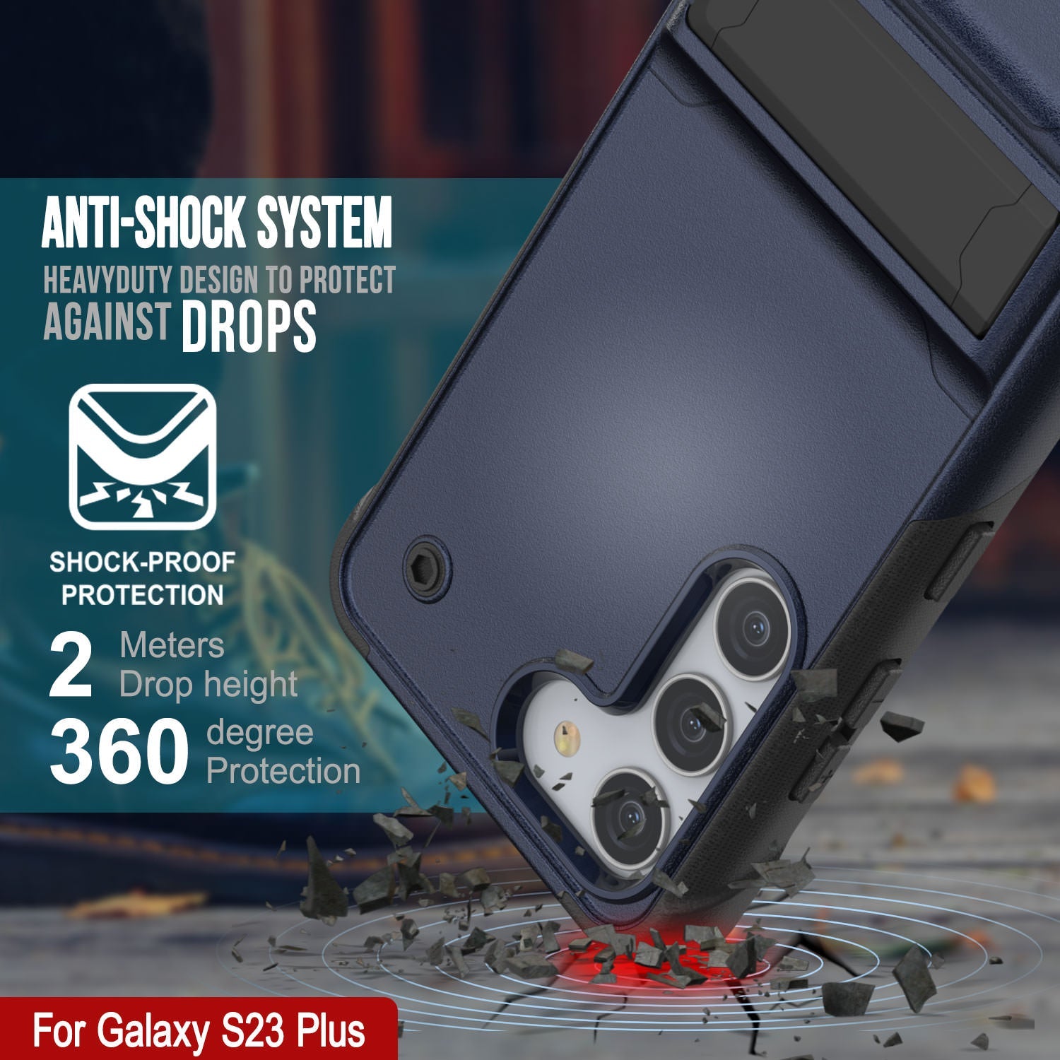 Capa Punkcase Galaxy S23+ Plus [Série Reliance] Capa Híbrida Protetora de Grau Militar com Suporte Embutido [Marinho-Preto]