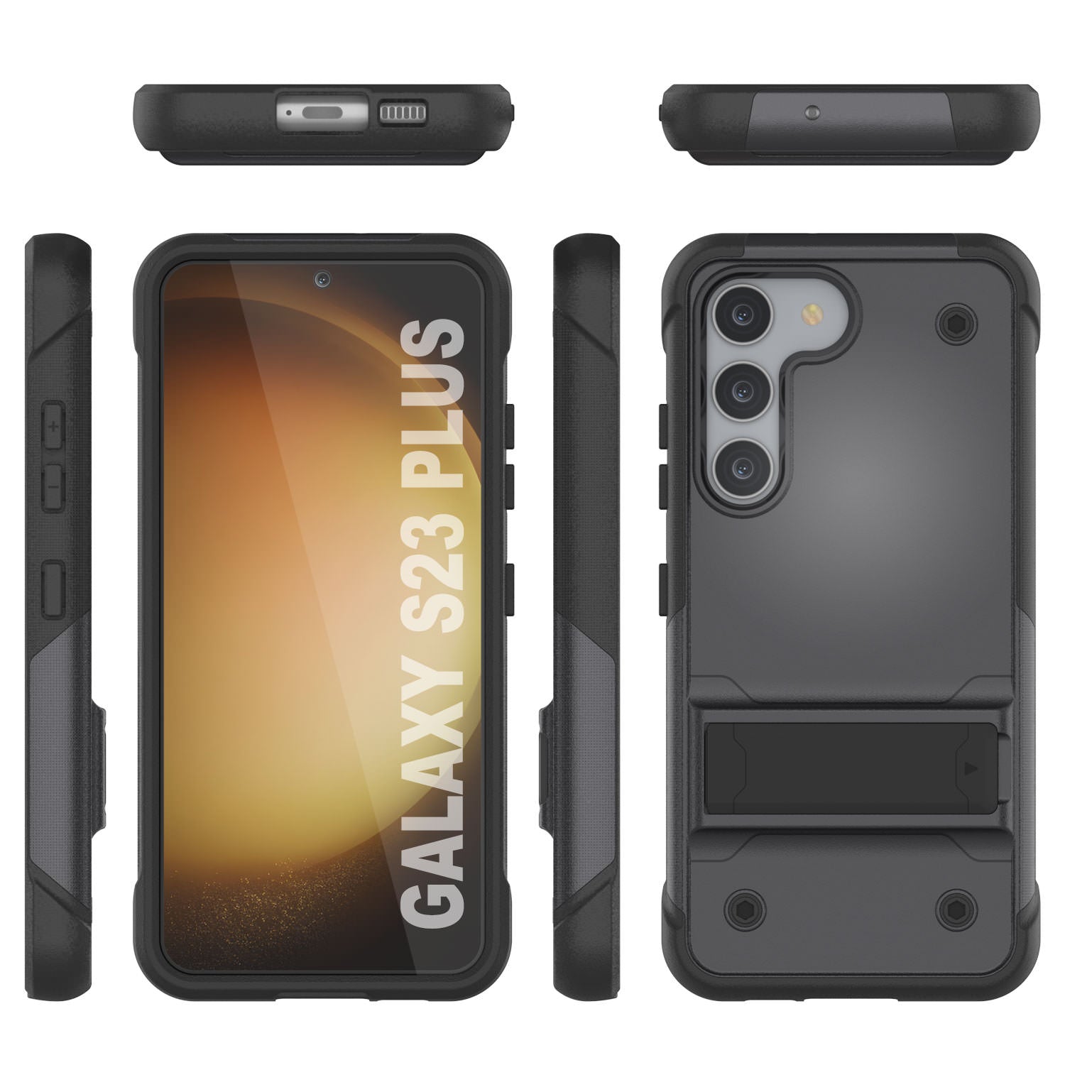 Capa Punkcase Galaxy S23+ Plus [Série Reliance] Capa Híbrida Protetora de Grau Militar com Suporte Incorporado [cinza-preto]