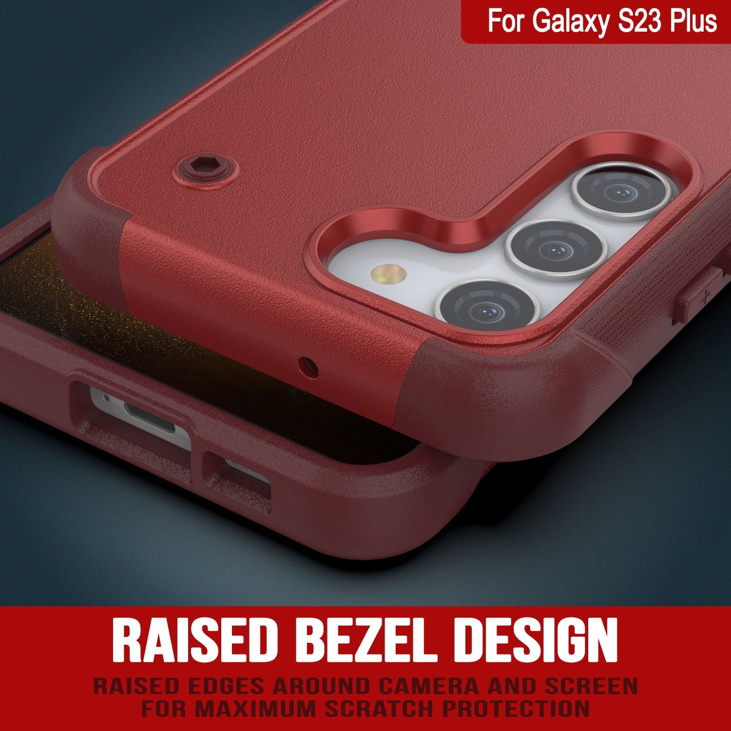 Capa Punkcase Galaxy S23+ Plus [Série Reliance] Capa Híbrida Protetora de Grau Militar com Suporte Embutido [Vermelho-Rosa]