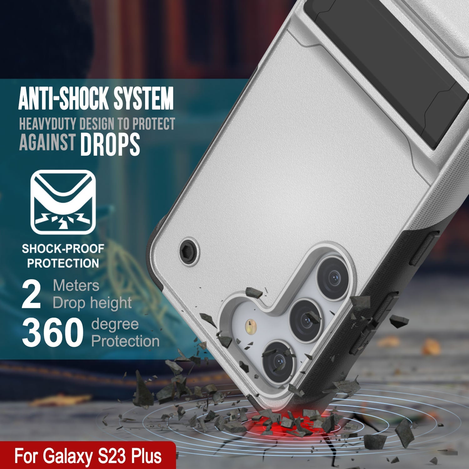 Capa Punkcase Galaxy S23+ Plus [Série de Confiança] Híbrida Protetora de Grau Militar com Suporte Embutido [Branco-Preto]