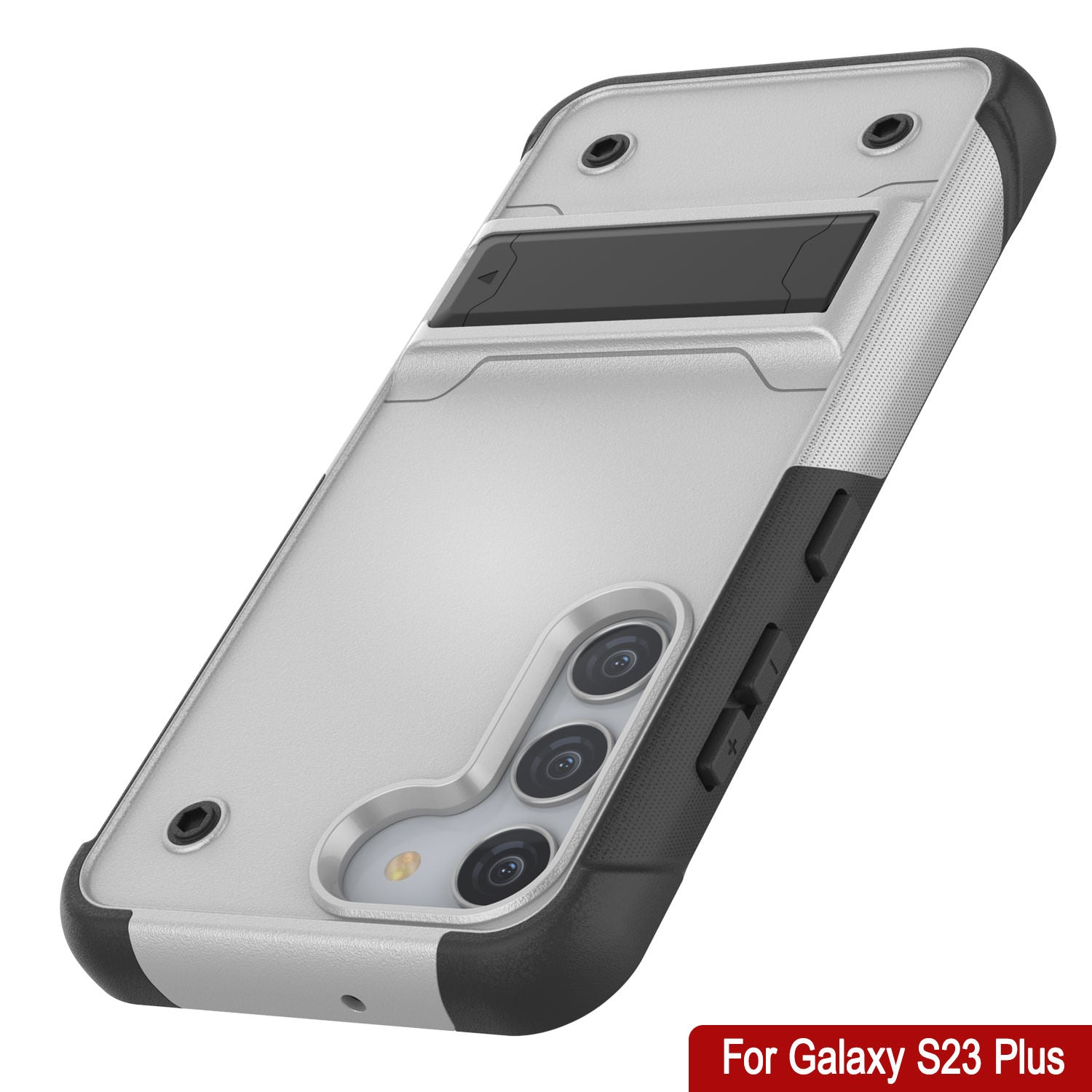 Capa Punkcase Galaxy S23+ Plus [Série de Confiança] Híbrida Protetora de Grau Militar com Suporte Embutido [Branco-Preto]