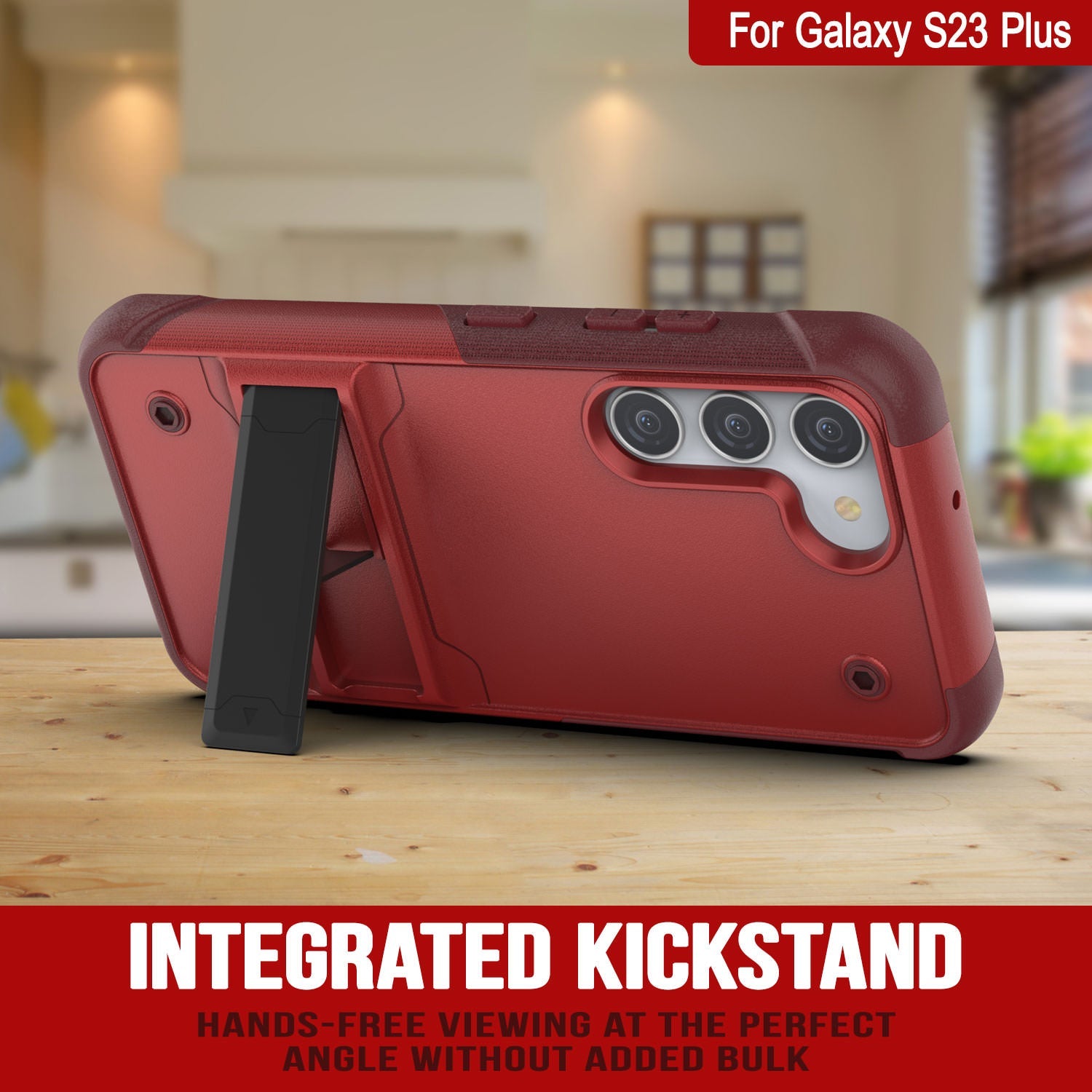 Capa Punkcase Galaxy S23+ Plus [Série Reliance] Capa Híbrida Protetora de Grau Militar com Suporte Embutido [Vermelho-Rosa]