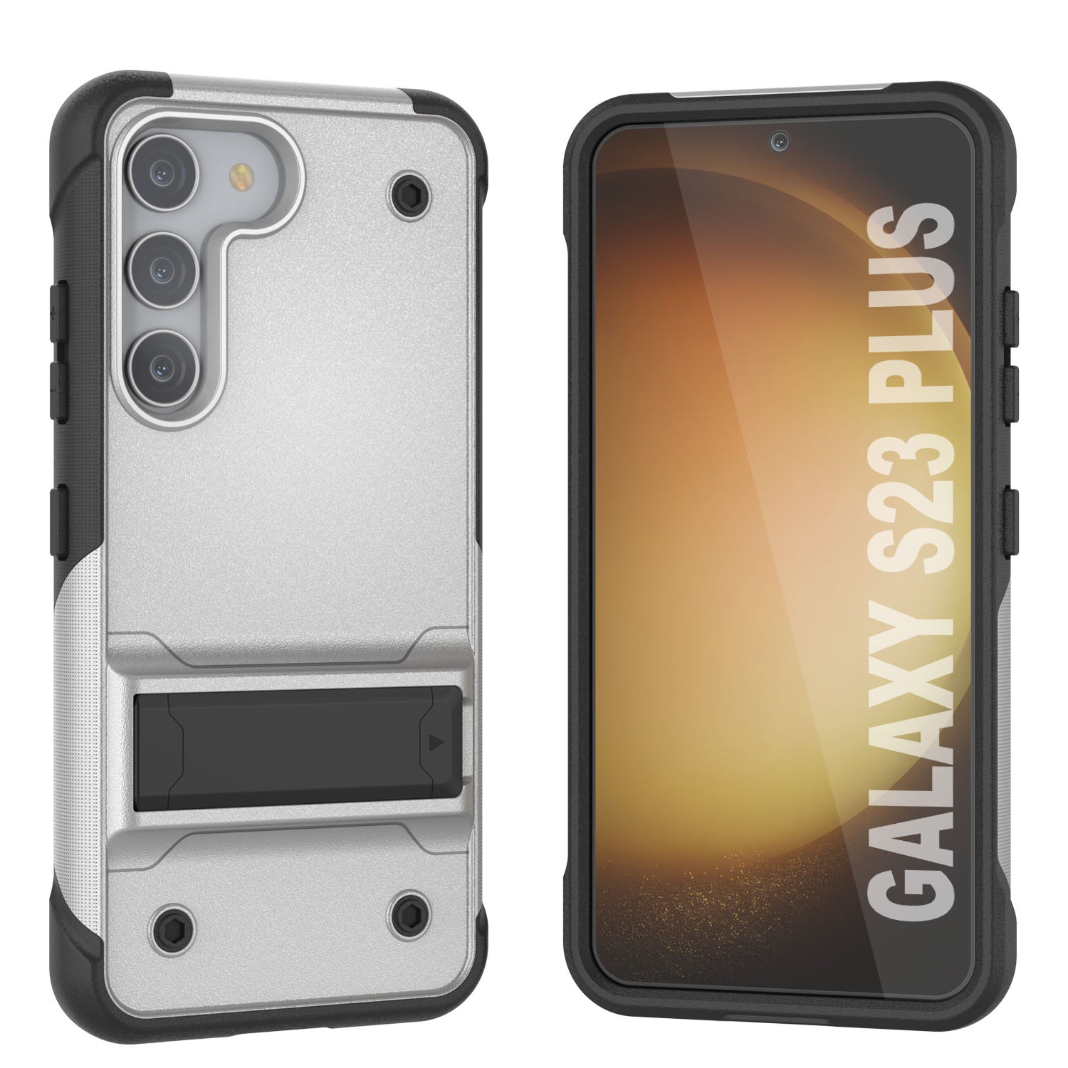 Capa Punkcase Galaxy S23+ Plus [Série de Confiança] Híbrida Protetora de Grau Militar com Suporte Embutido [Branco-Preto]