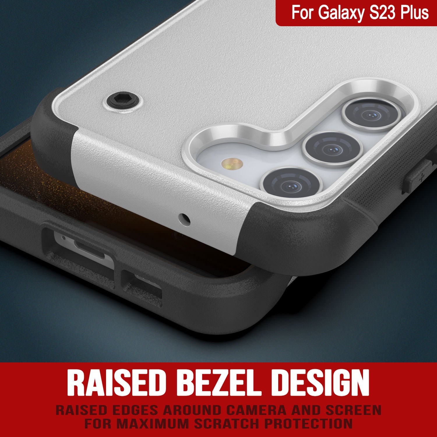 Capa Punkcase Galaxy S23+ Plus [Série de Confiança] Híbrida Protetora de Grau Militar com Suporte Embutido [Branco-Preto]