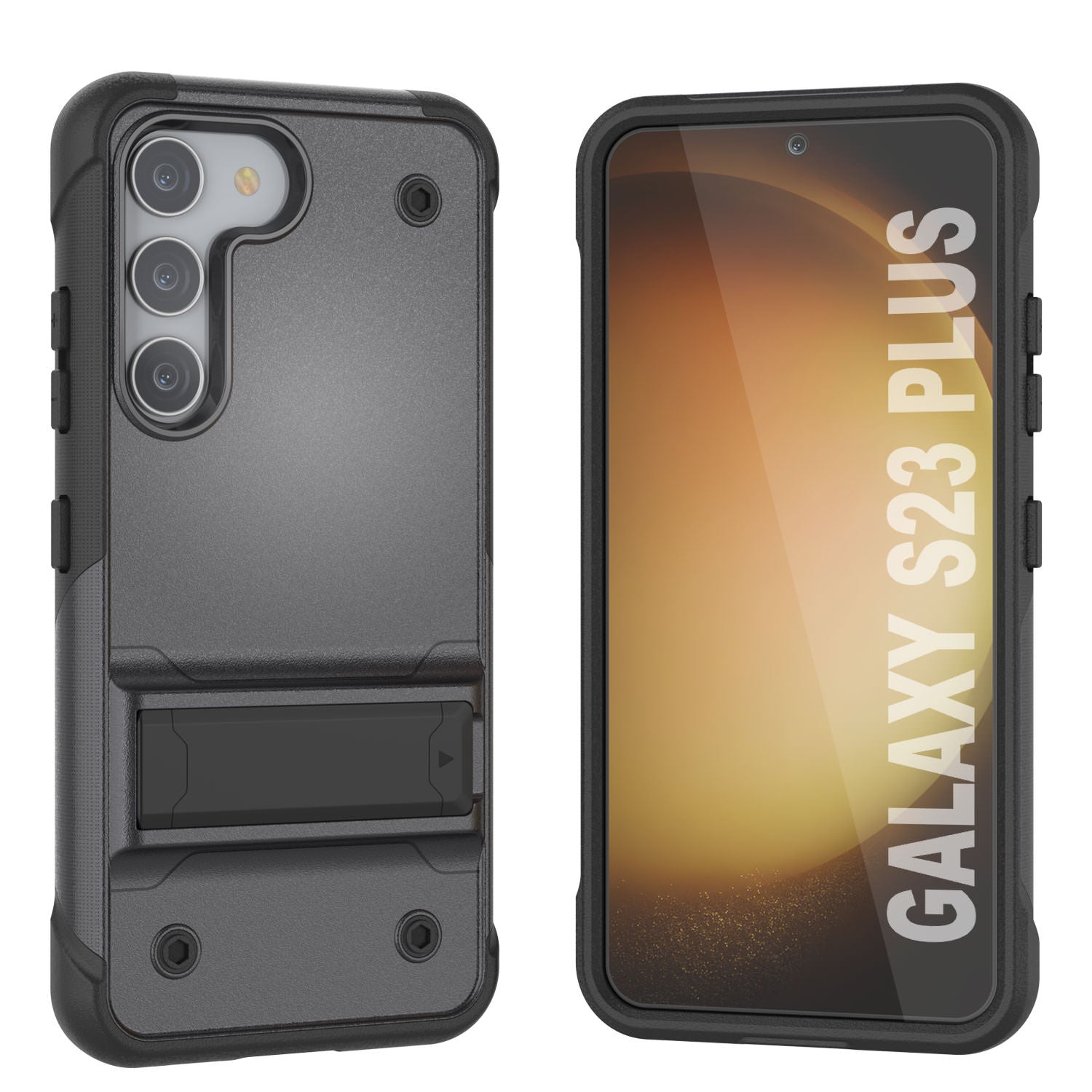 Capa Punkcase Galaxy S23+ Plus [Série Reliance] Capa Híbrida Protetora de Grau Militar com Suporte Incorporado [cinza-preto]