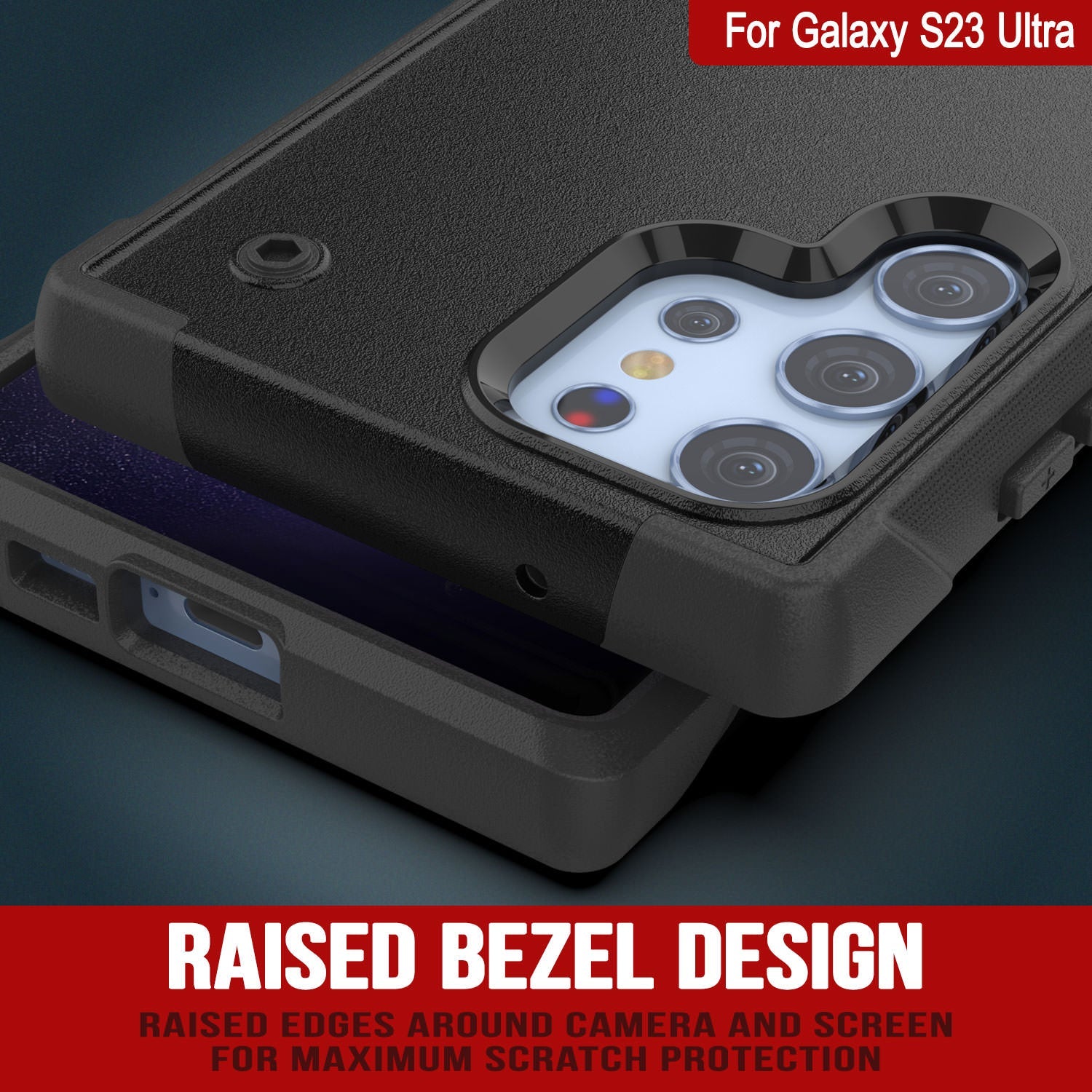 Capa Punkcase Galaxy S23 Ultra [Série Reliance] Capa Protetora Híbrida de Grau Militar com Suporte Integrado [Preto]