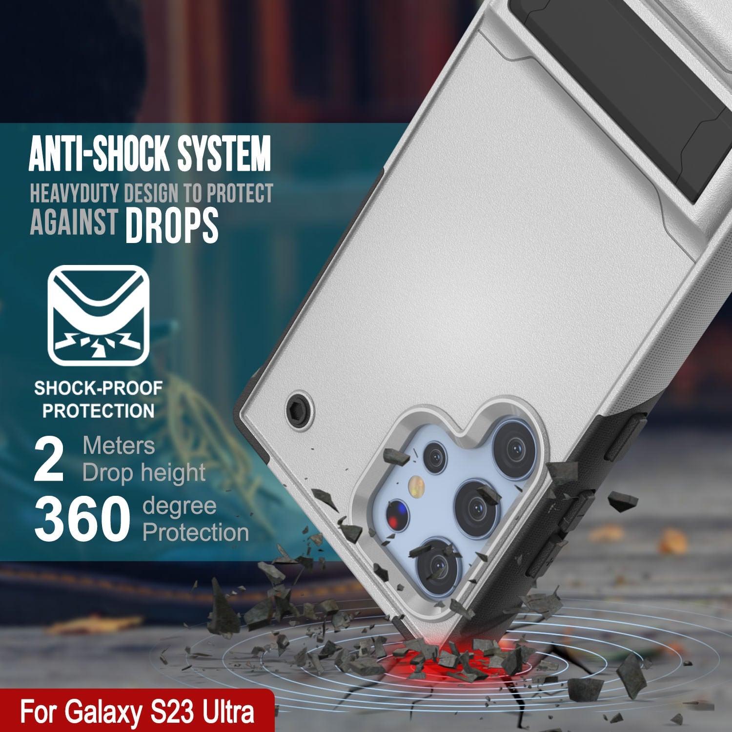 Capa Punkcase Galaxy S23 Ultra [Série Reliance] Protetora Híbrida de Grau Militar com Suporte Incorporado [Branco-Preto]