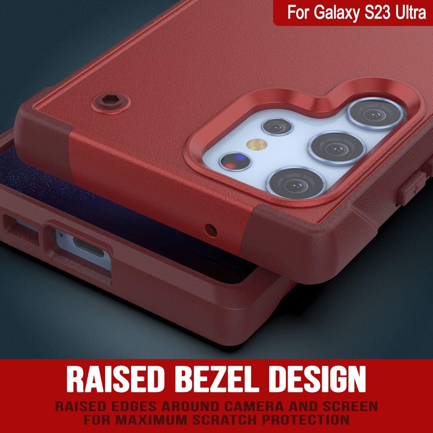 Capa Punkcase Galaxy S23 Ultra [Série Reliance] Capa Híbrida Protetora de Grau Militar com Suporte Incorporado [Vermelho-Rosa]