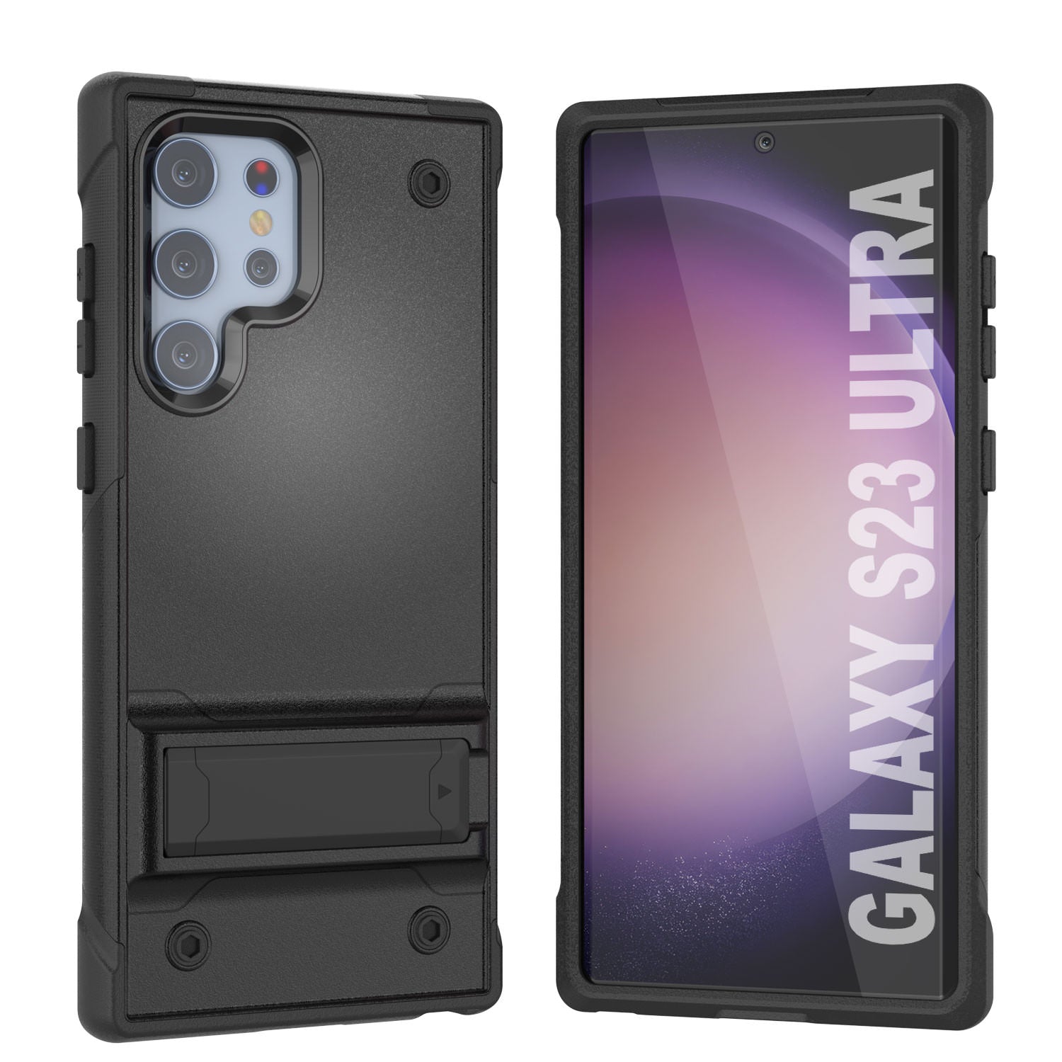 Capa Punkcase Galaxy S23 Ultra [Série Reliance] Capa Protetora Híbrida de Grau Militar com Suporte Integrado [Preto]