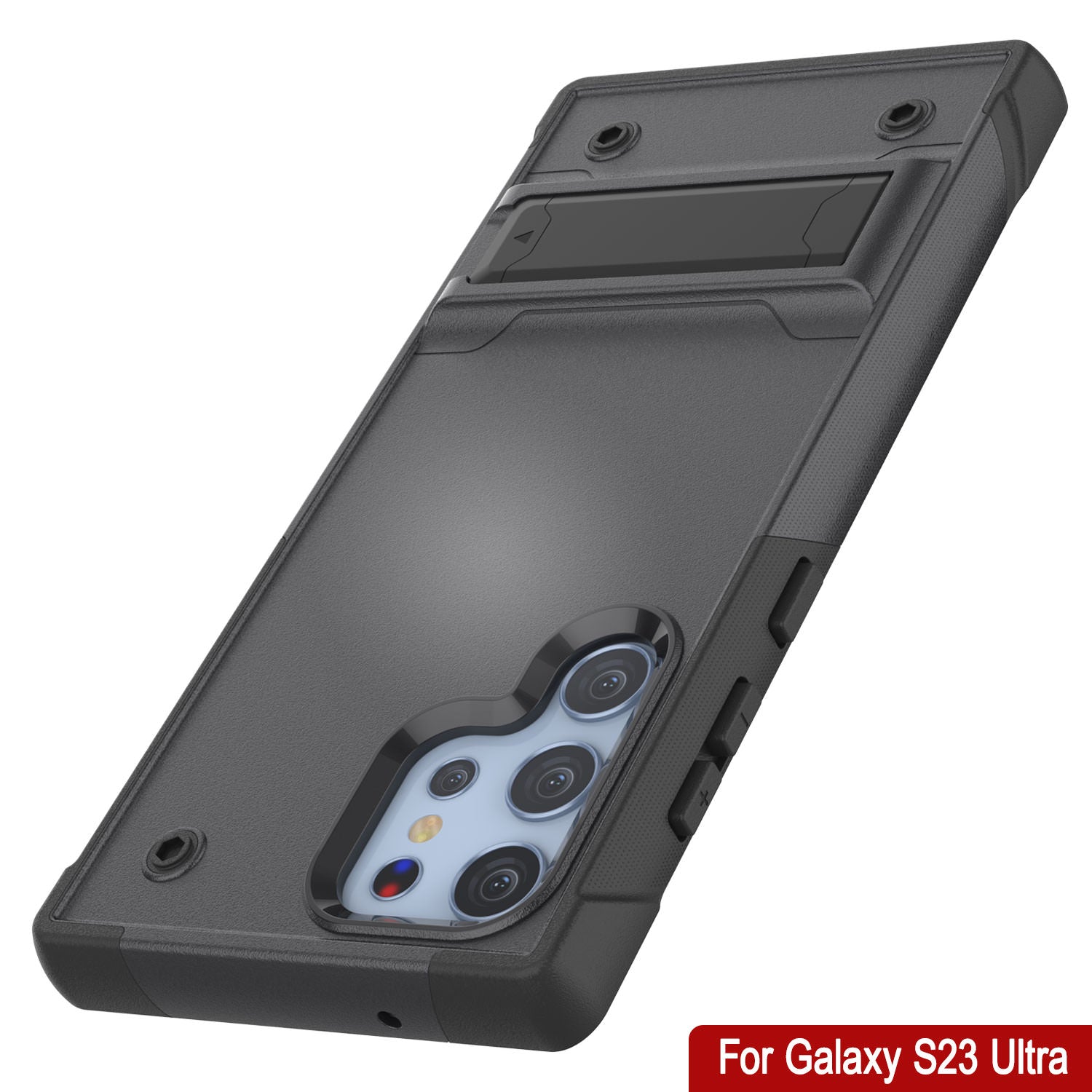 Capa Punkcase Galaxy S23 Ultra [Série Reliance] Capa Híbrida Protetora de Grau Militar com Suporte Embutido [Cinza-Preto]