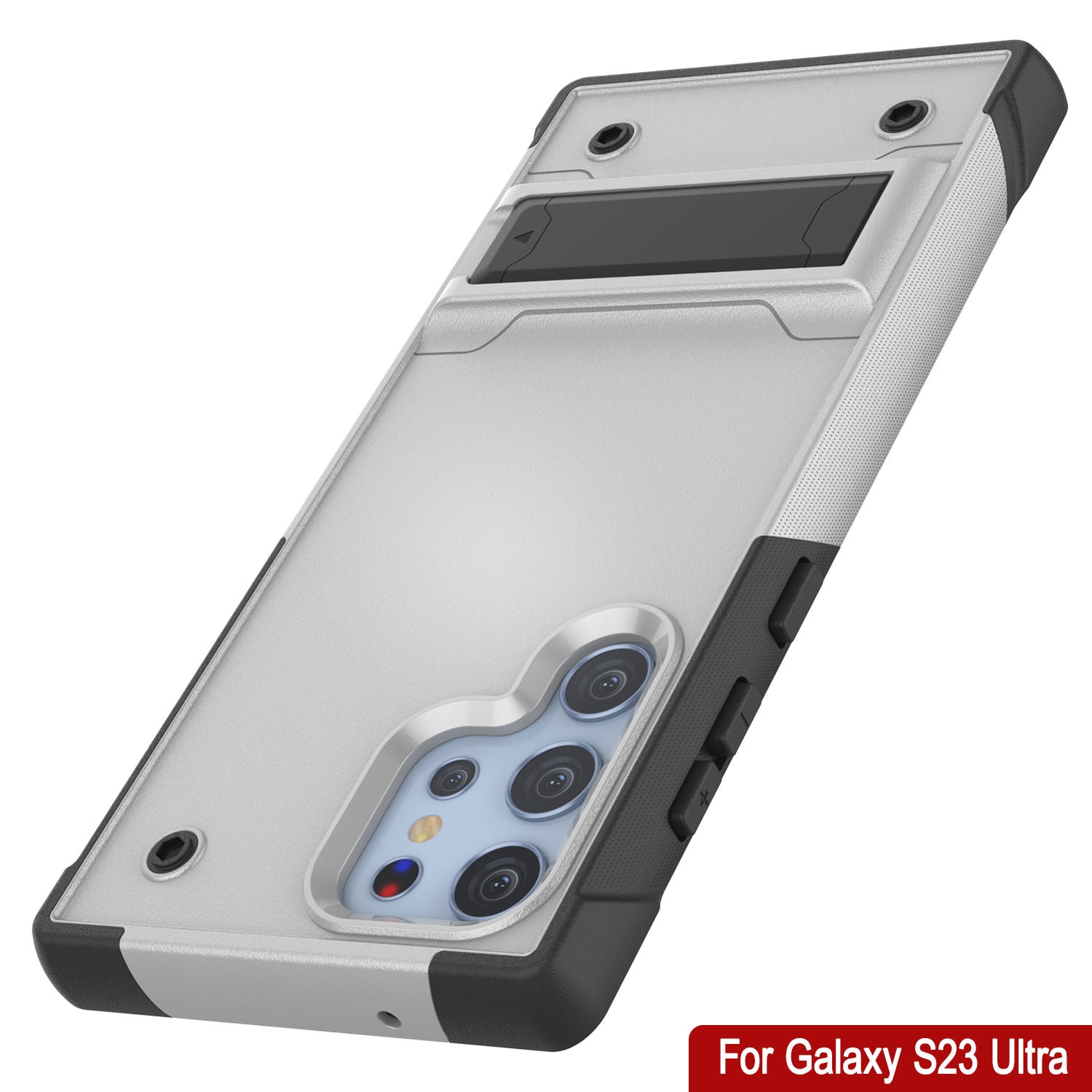 Capa Punkcase Galaxy S23 Ultra [Série Reliance] Protetora Híbrida de Grau Militar com Suporte Incorporado [Branco-Preto]