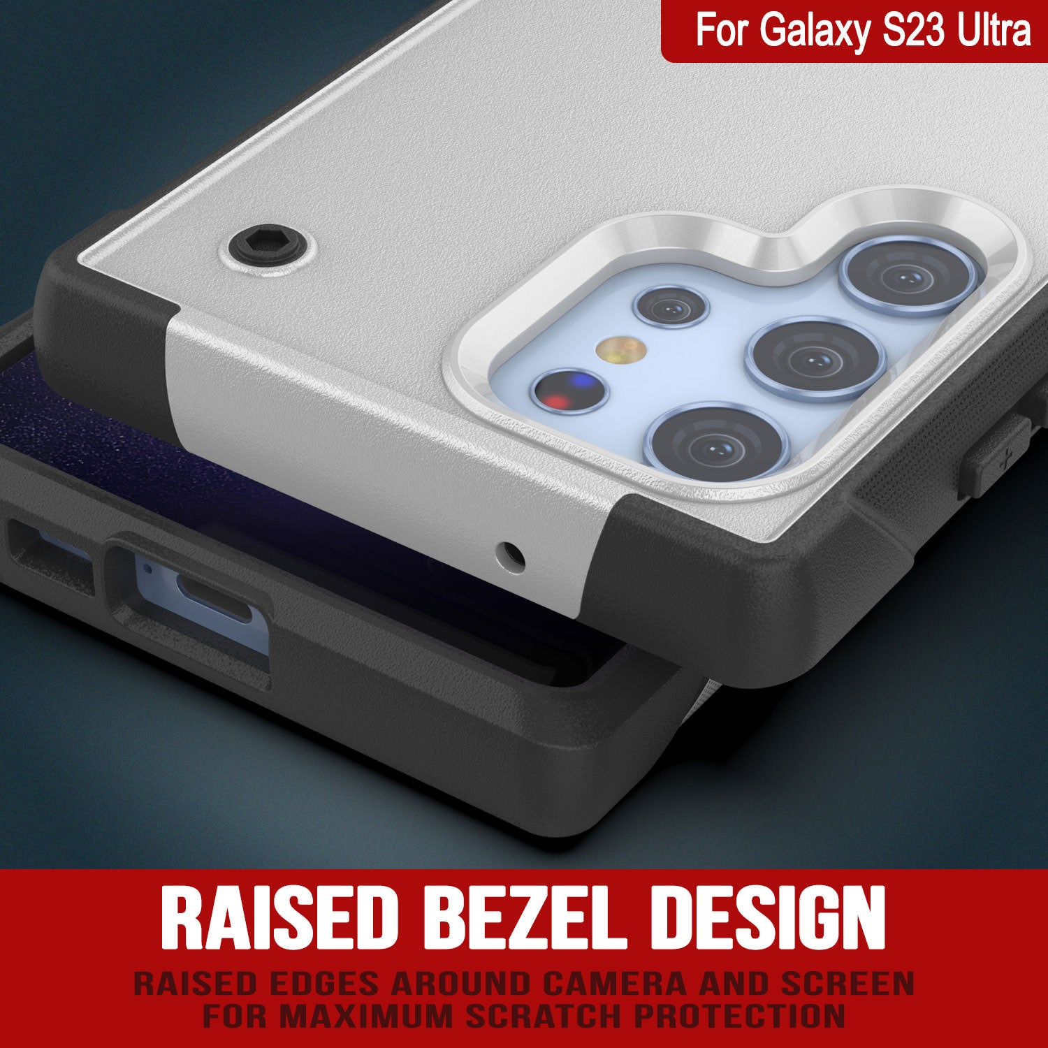 Capa Punkcase Galaxy S23 Ultra [Série Reliance] Protetora Híbrida de Grau Militar com Suporte Incorporado [Branco-Preto]