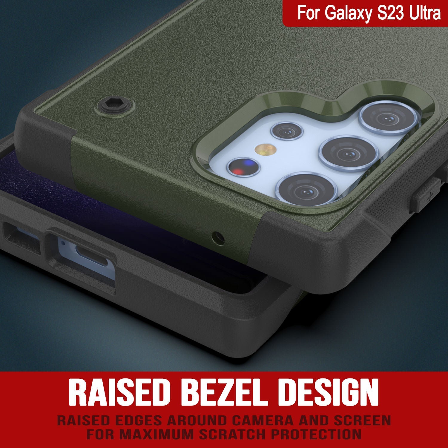 Capa Punkcase para Galaxy S23 Ultra [Série Reliance] Cobertura Híbrida de Grau Militar Protetora com Suporte Integrado [Verde-Army-Preto]