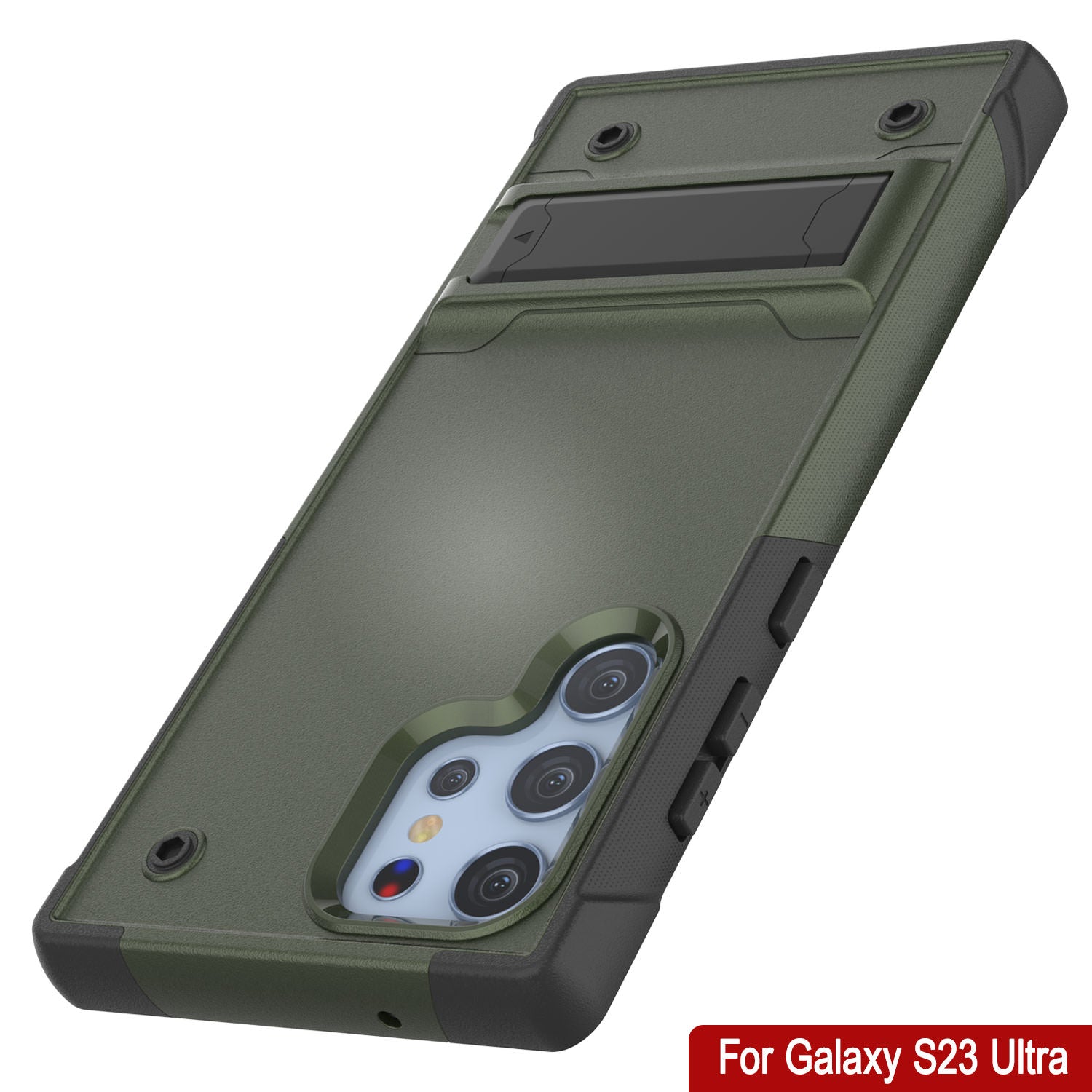 Capa Punkcase para Galaxy S23 Ultra [Série Reliance] Cobertura Híbrida de Grau Militar Protetora com Suporte Integrado [Verde-Army-Preto]