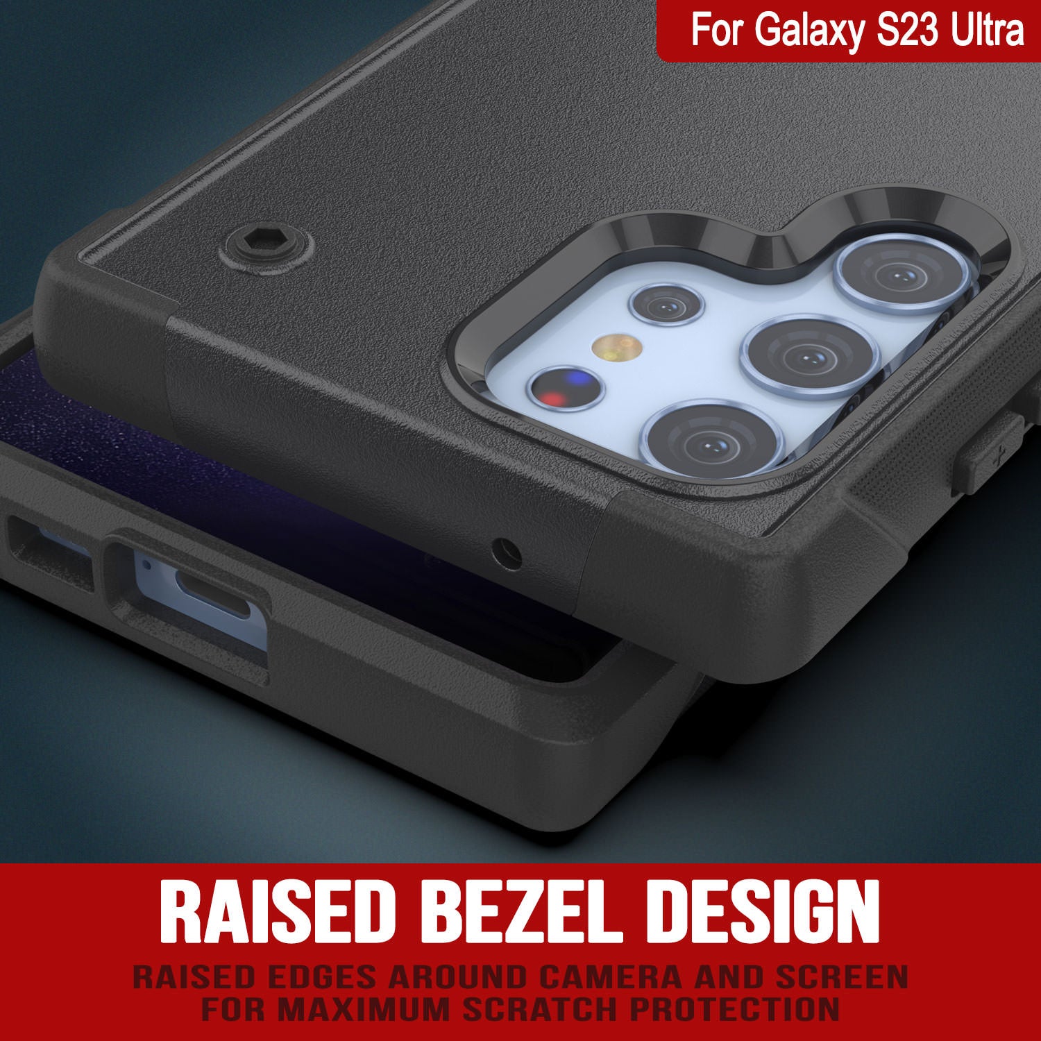 Capa Punkcase Galaxy S23 Ultra [Série Reliance] Capa Híbrida Protetora de Grau Militar com Suporte Embutido [Cinza-Preto]