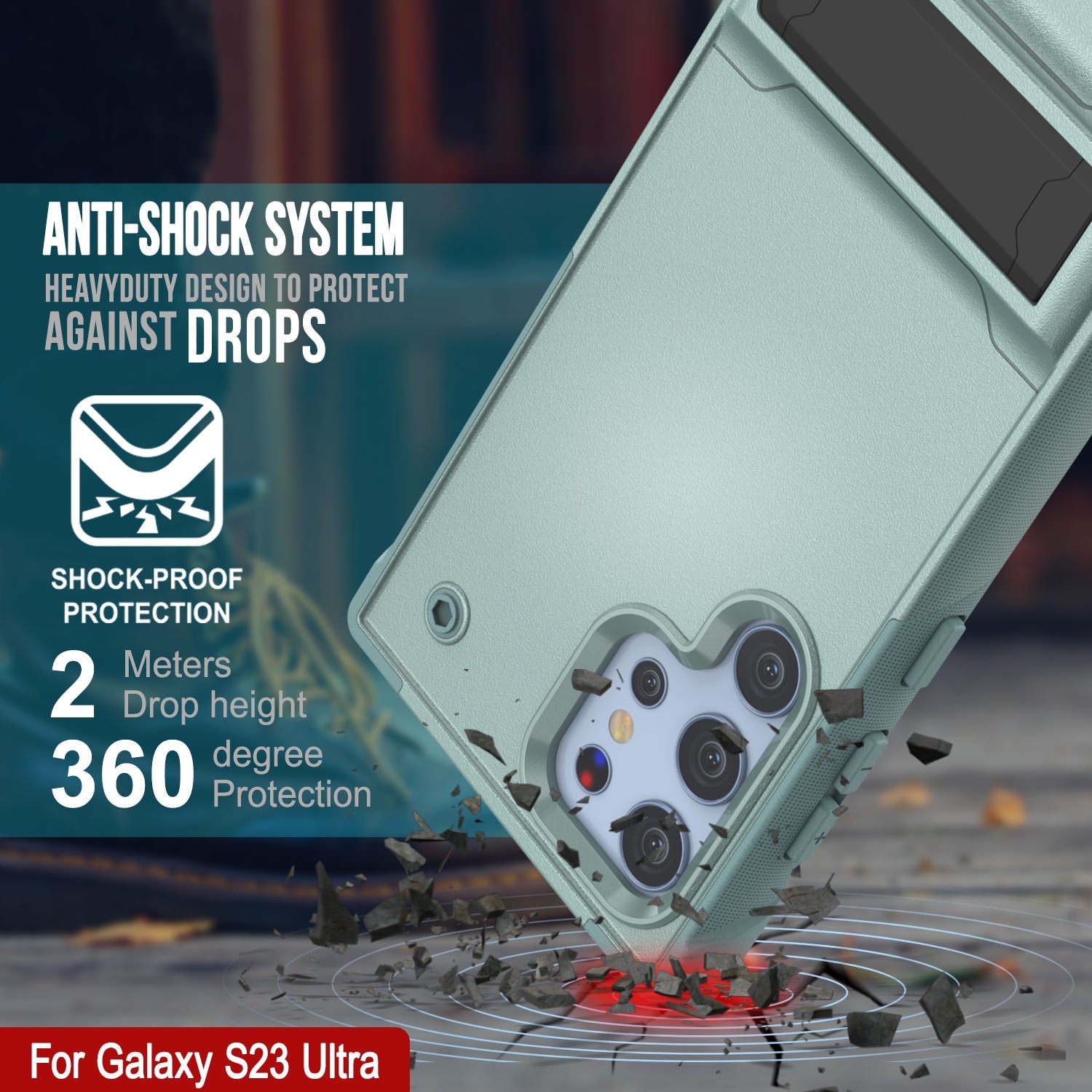 Capa Punkcase Galaxy S23 Ultra [Série Reliance] Cobertura híbrida protetora de grau militar com suporte embutido [Verde]
