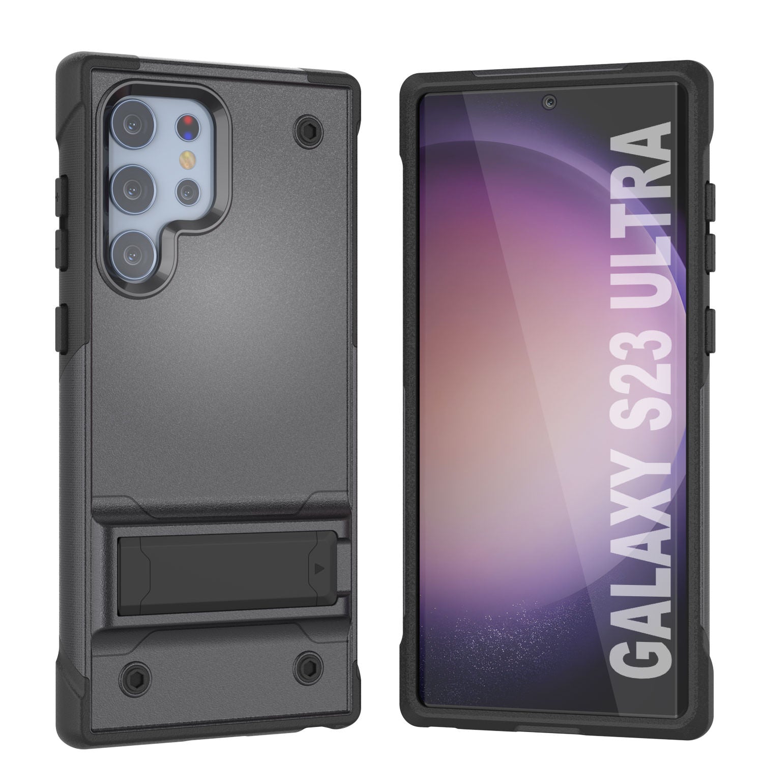 Capa Punkcase Galaxy S23 Ultra [Série Reliance] Capa Híbrida Protetora de Grau Militar com Suporte Embutido [Cinza-Preto]