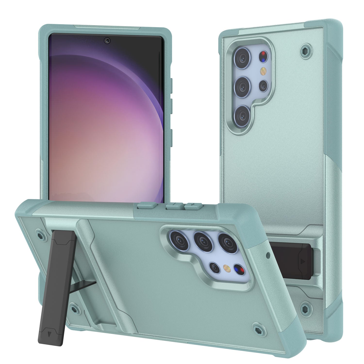 Capa Punkcase Galaxy S23 Ultra [Série Reliance] Cobertura híbrida protetora de grau militar com suporte embutido [Verde]