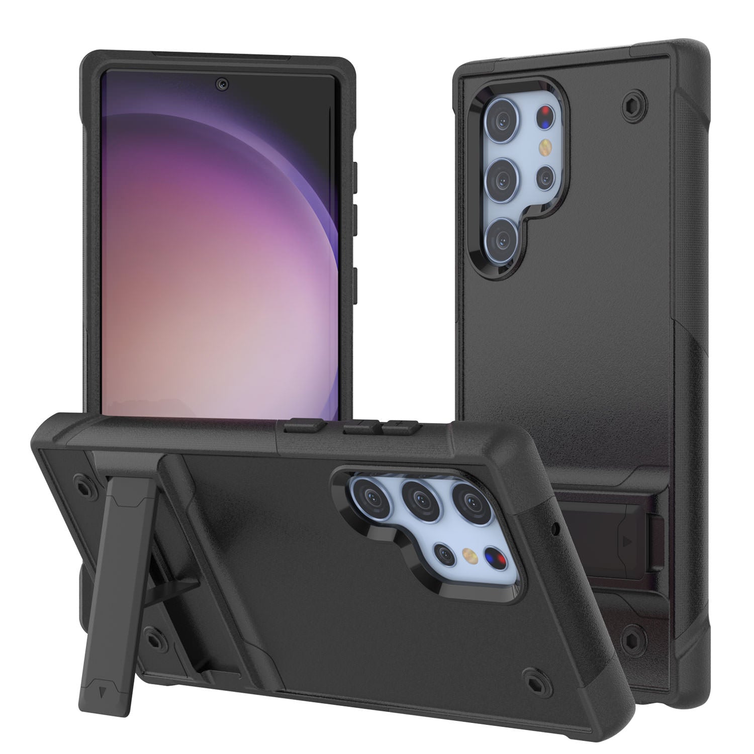 Capa Punkcase Galaxy S23 Ultra [Série Reliance] Capa Protetora Híbrida de Grau Militar com Suporte Integrado [Preto]