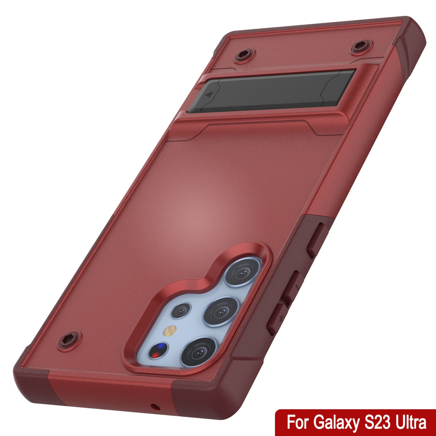 Capa Punkcase Galaxy S23 Ultra [Série Reliance] Capa Híbrida Protetora de Grau Militar com Suporte Incorporado [Vermelho-Rosa]