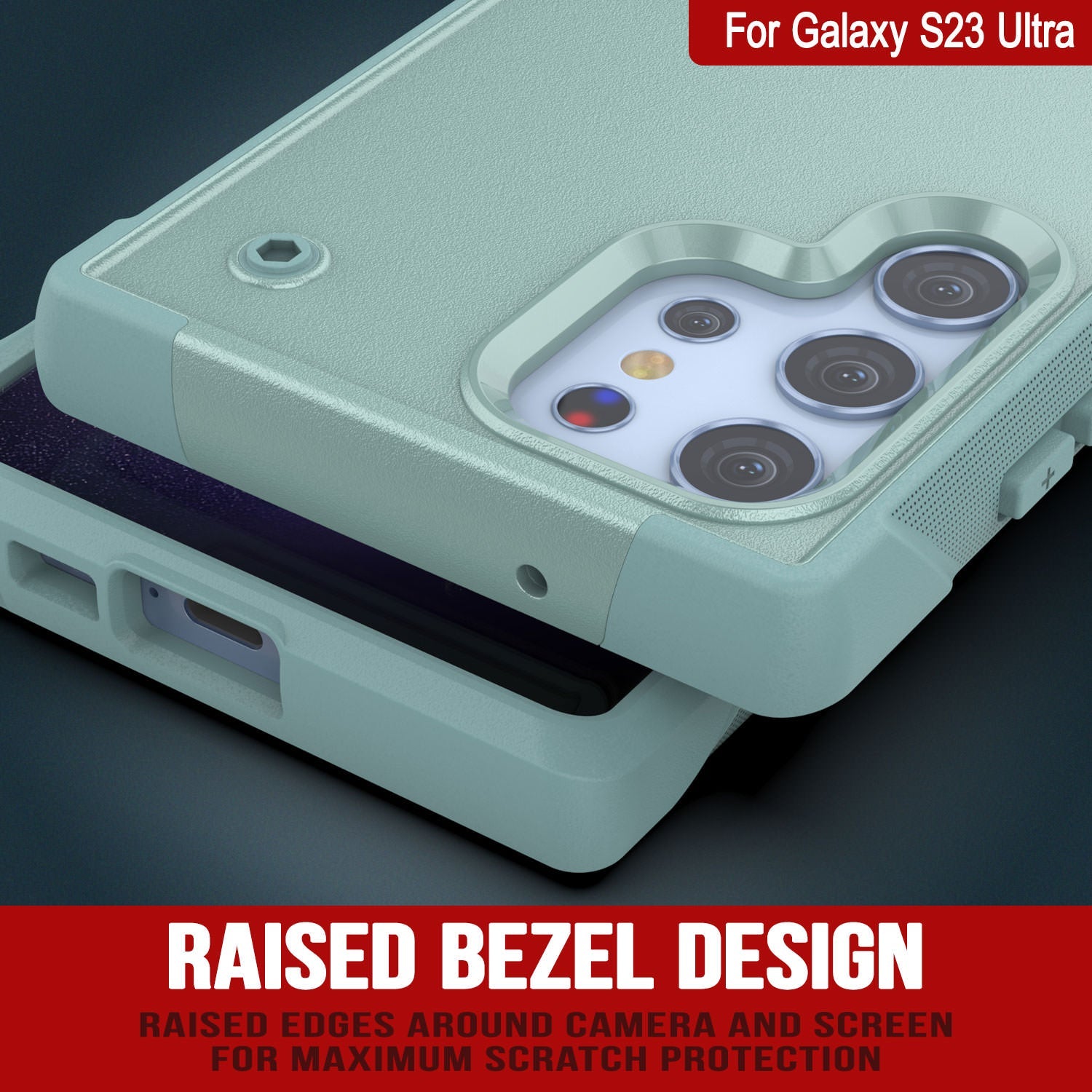 Capa Punkcase Galaxy S23 Ultra [Série Reliance] Cobertura híbrida protetora de grau militar com suporte embutido [Verde]