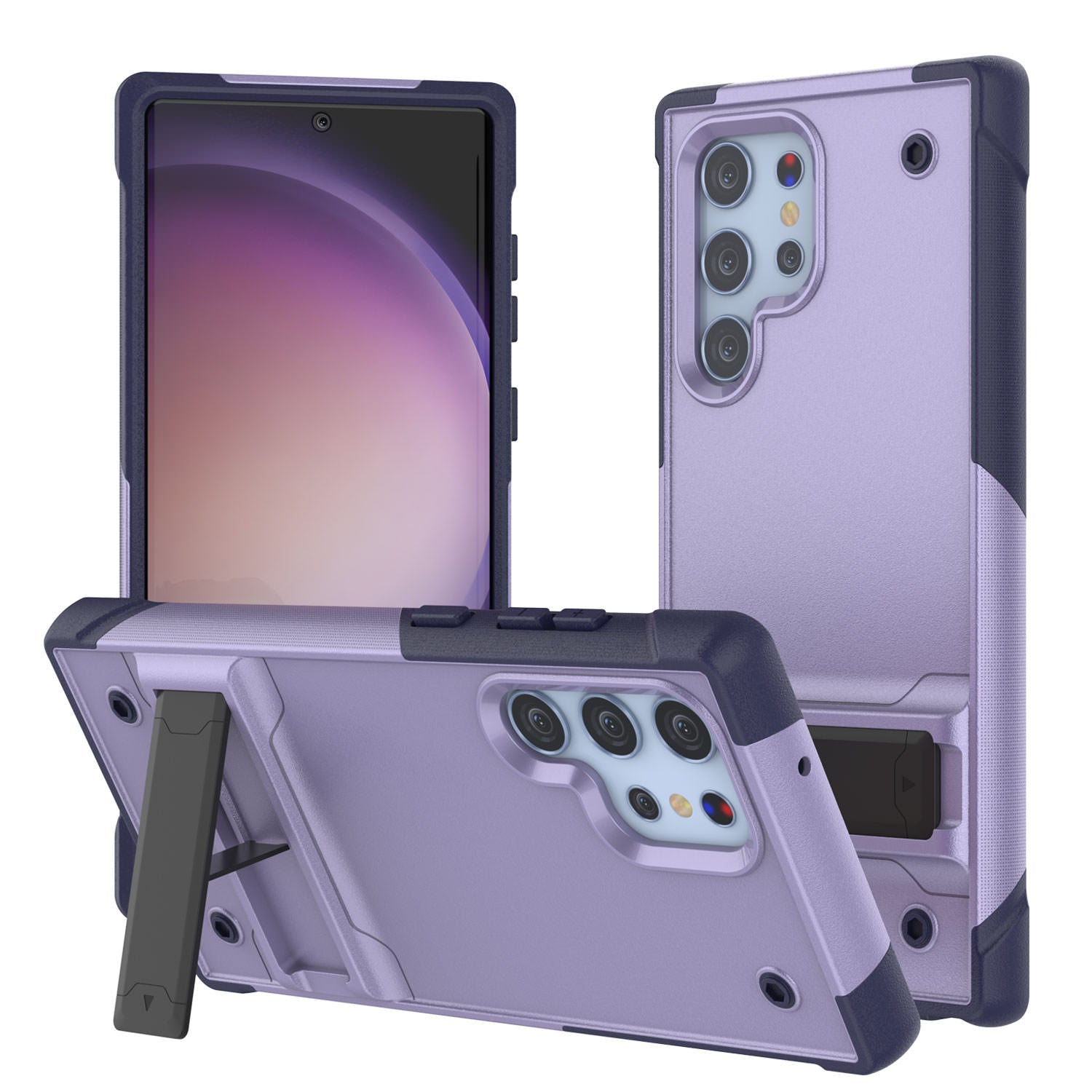 Capa Punkcase para Galaxy S23 Ultra [Série Reliance] Capa híbrida protetora de grau militar com suporte embutido [Roxo-Marinho]
