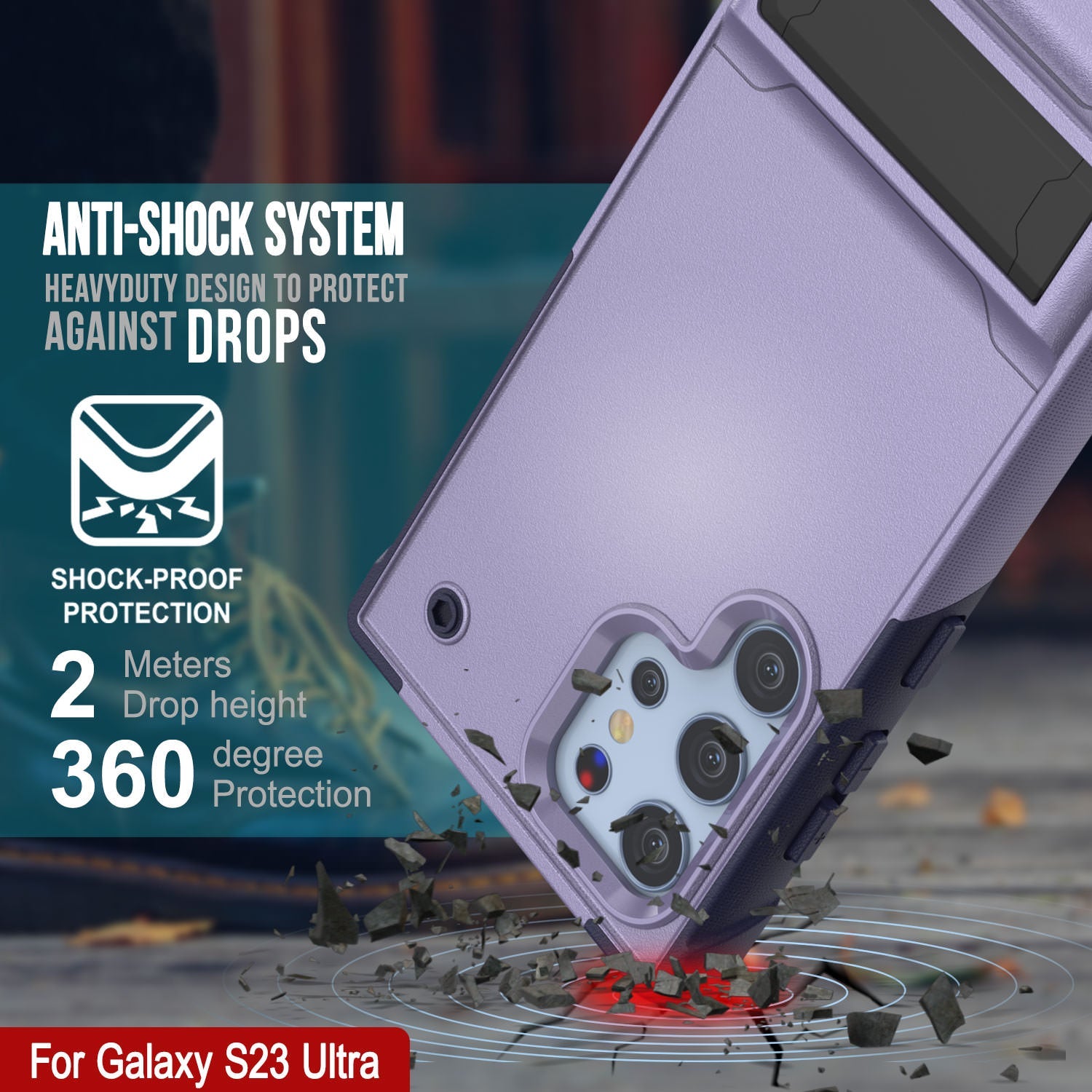 Capa Punkcase para Galaxy S23 Ultra [Série Reliance] Capa híbrida protetora de grau militar com suporte embutido [Roxo-Marinho]