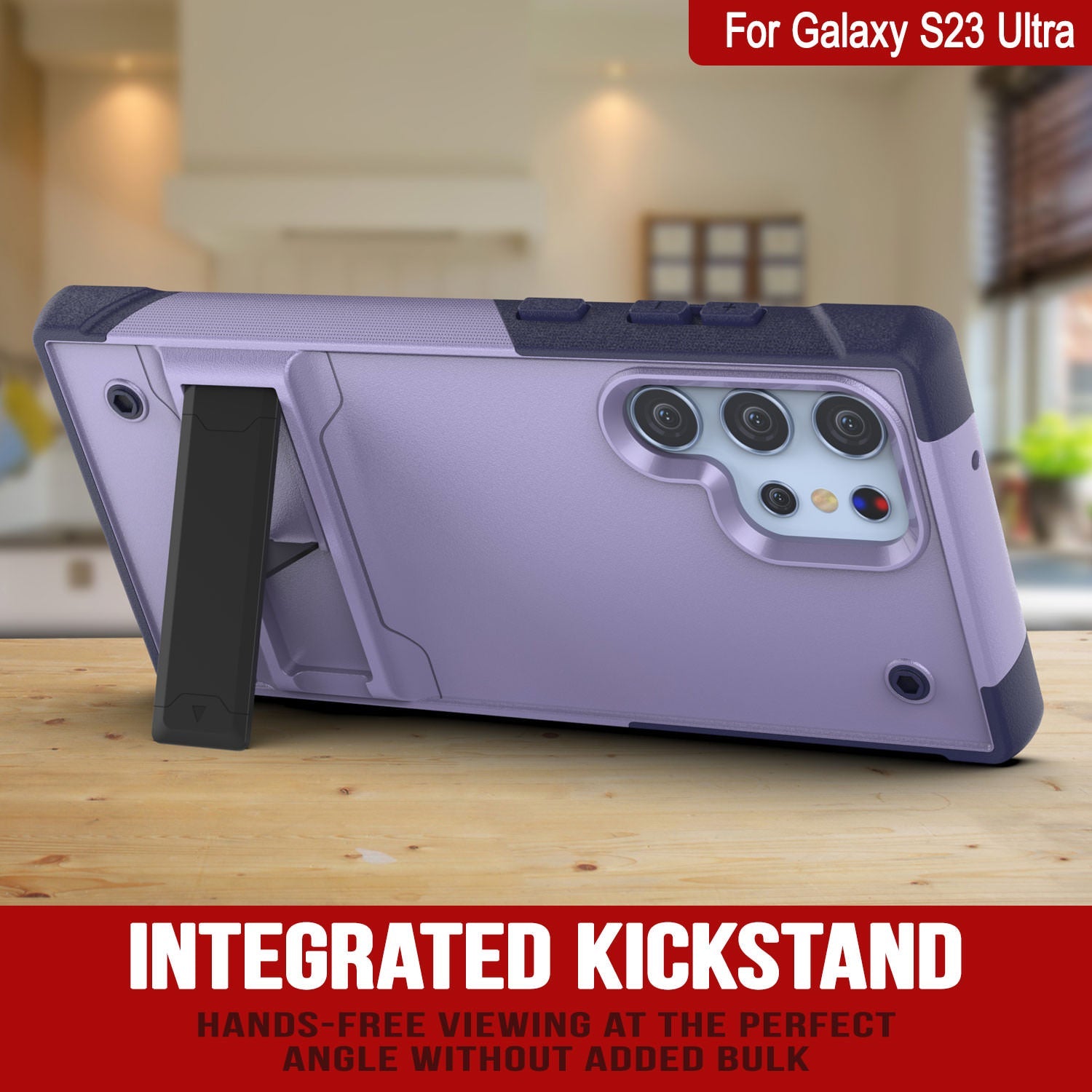 Capa Punkcase para Galaxy S23 Ultra [Série Reliance] Capa híbrida protetora de grau militar com suporte embutido [Roxo-Marinho]
