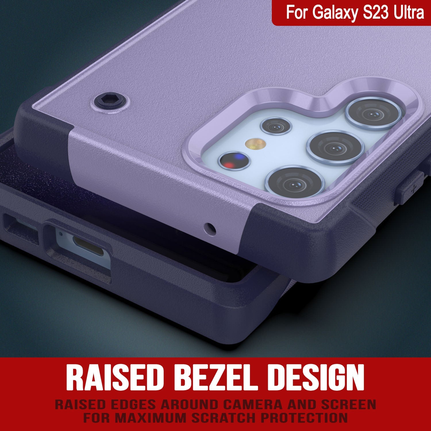 Capa Punkcase para Galaxy S23 Ultra [Série Reliance] Capa híbrida protetora de grau militar com suporte embutido [Roxo-Marinho]