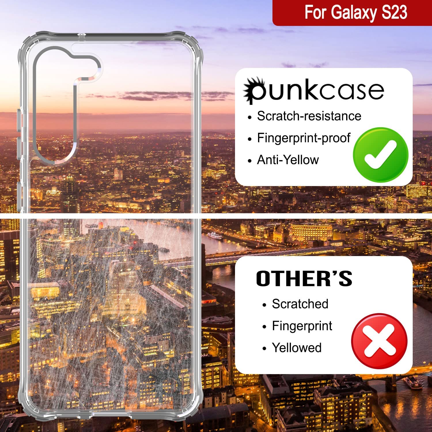 Capa PunkCase Galaxy S23 [Série Acrílica Transparente] para Galaxy S23 5G (6.1") (2023) [Transparente]