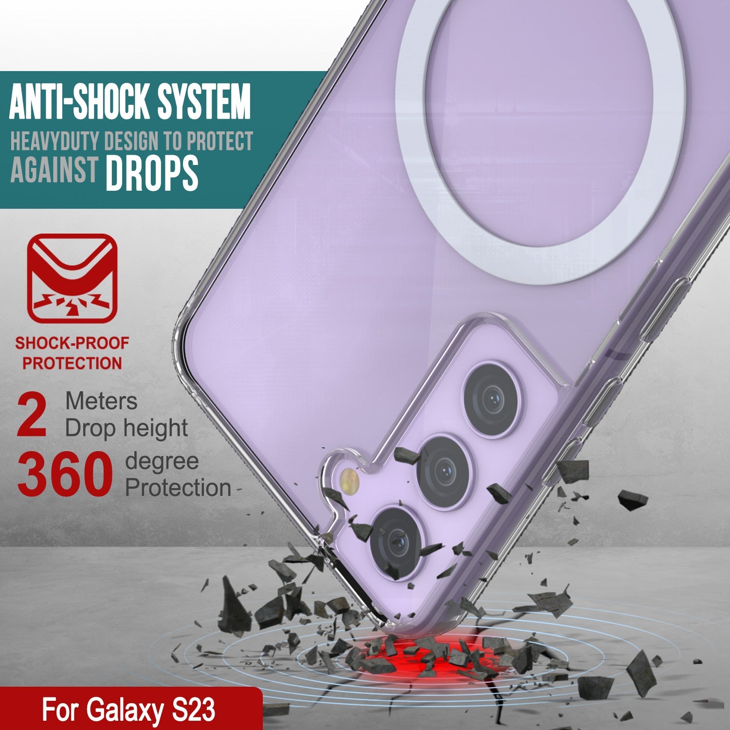 Capa de carregamento sem fio magnética Punkcase Galaxy S23 [Série ClearMag]