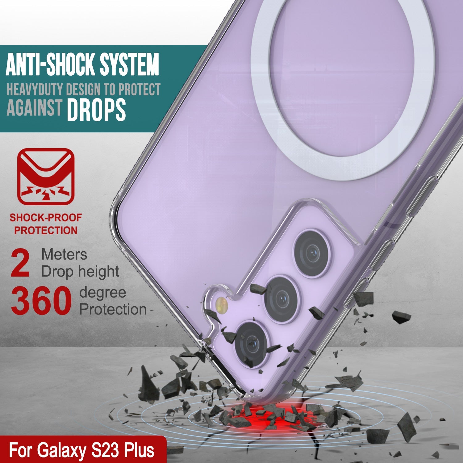 Capa de carregamento sem fio magnética Punkcase Galaxy S23 Plus [Série ClearMag]