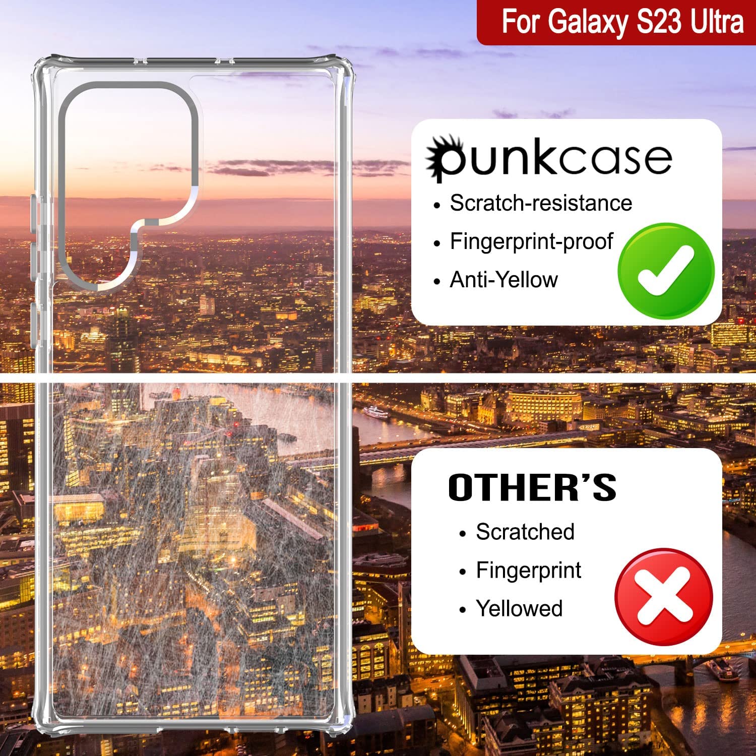 Capa PunkCase Galaxy S23 Ultra [Série Acrílico Transparente] para Galaxy S23 Ultra 5G (6.8") (2023) [Transparente]