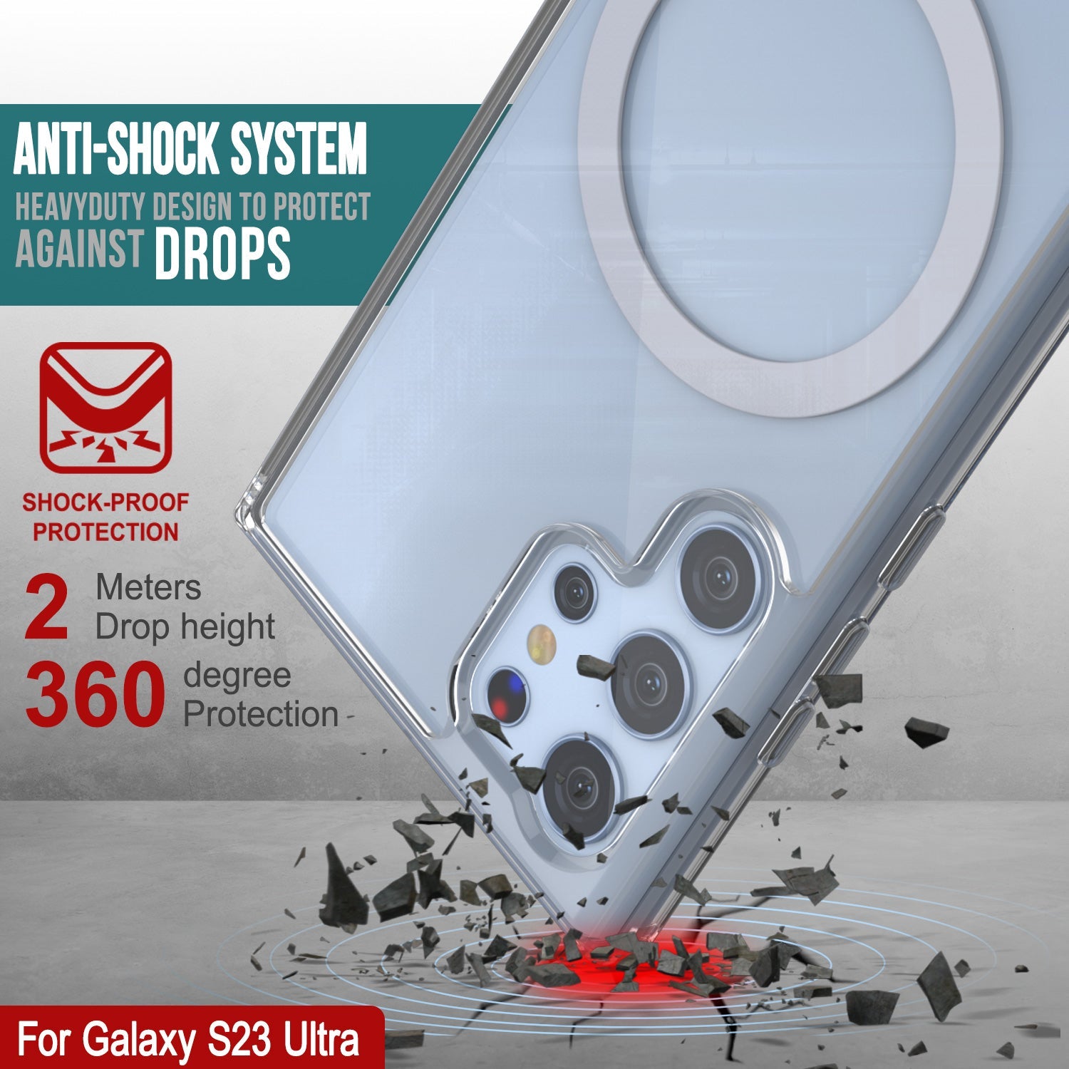 Capa de carregamento sem fios magnética Punkcase Galaxy S23 Ultra [Série ClearMag]