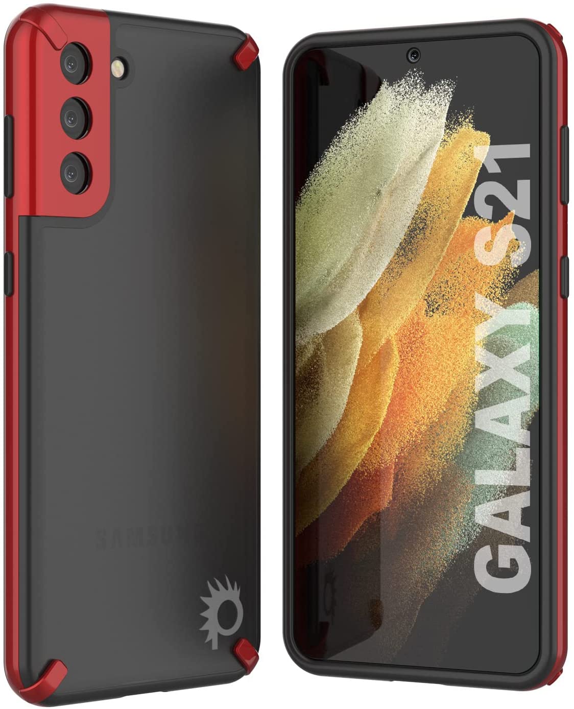 Capa Punkcase Galaxy S21 [Série Mirage] Capa resistente para telemóvel (Vermelho)