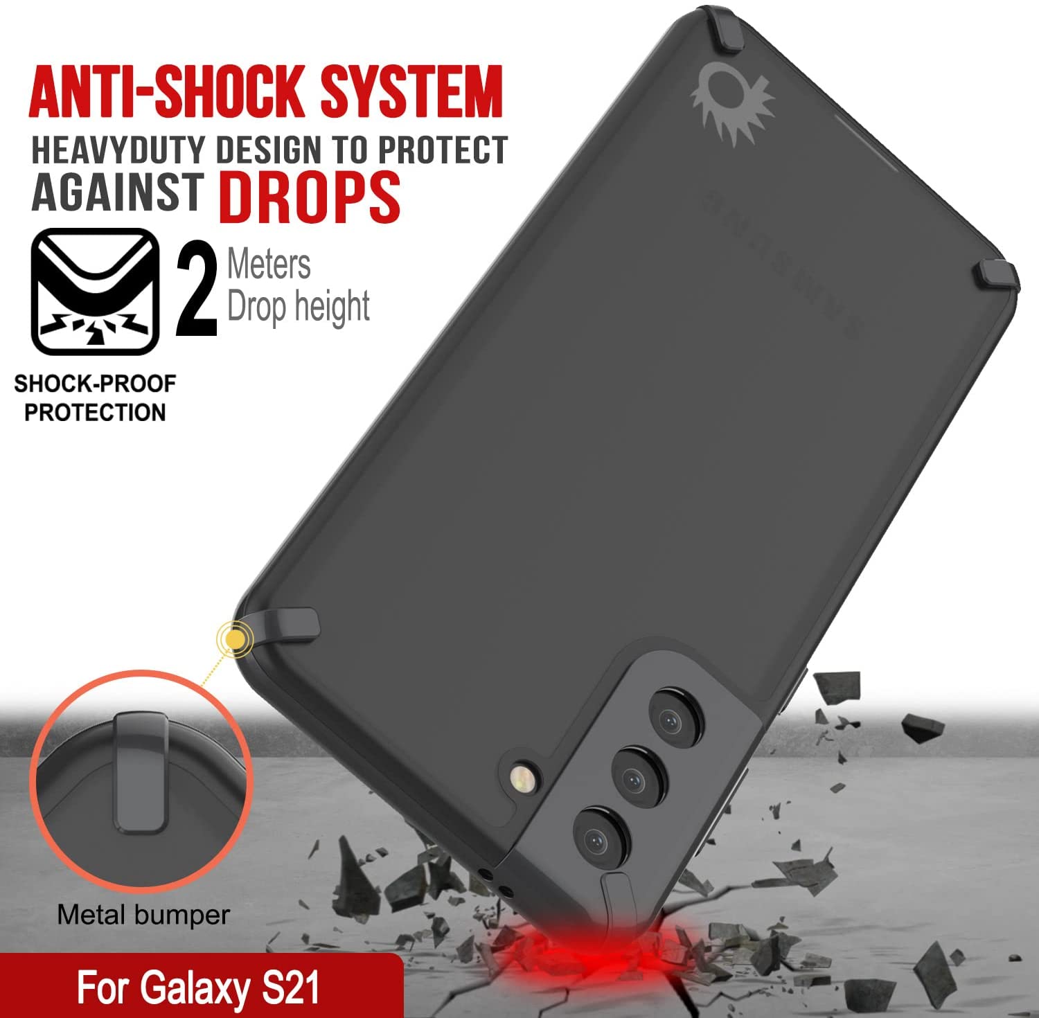 Capa Punkcase Galaxy S21 [Série Mirage] Cobertura Pesada de Telefone (Preto)