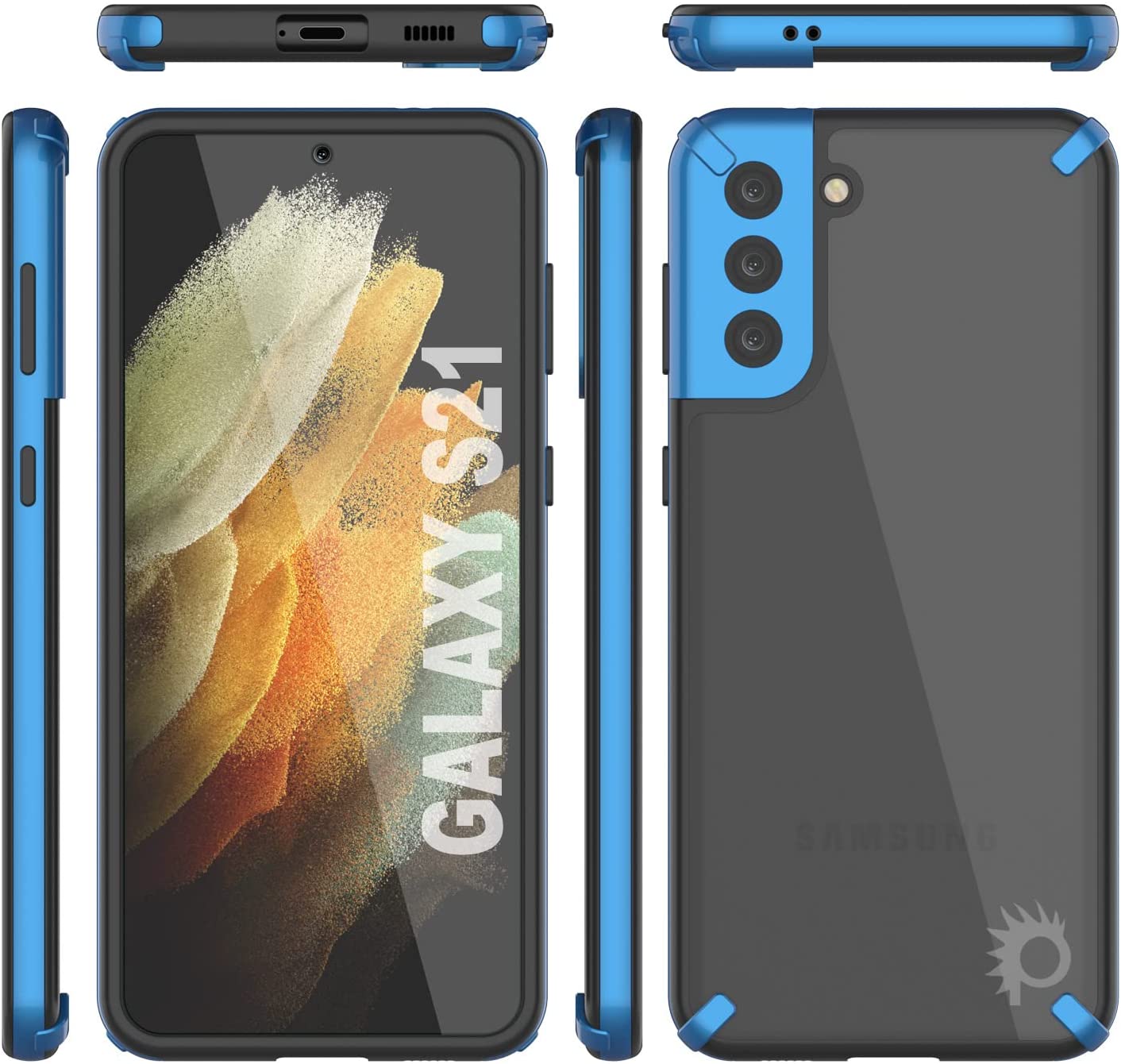 Capa Punkcase Galaxy S21 [Série Mirage] Capa para celular resistente (Azul)